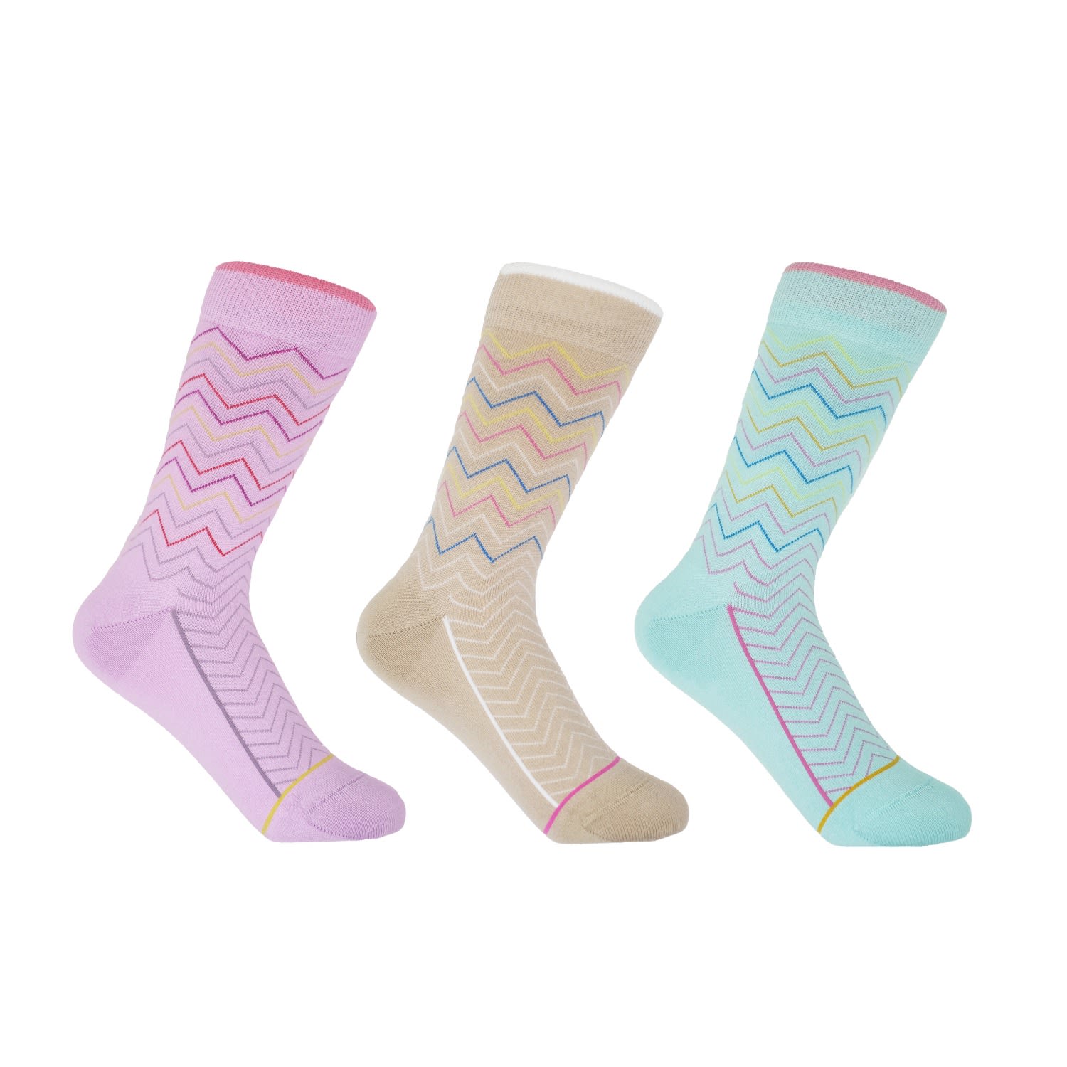 Oblique Women’s Socks Bundle - Lilac, Beige & Mint One Size Peper Harow - Made in England