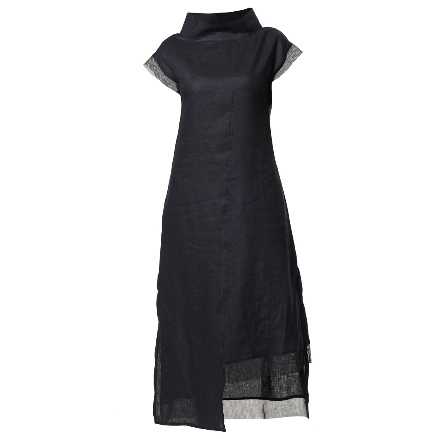 Women’s Asymetric Linen Dress In Black Small Metamorphoza