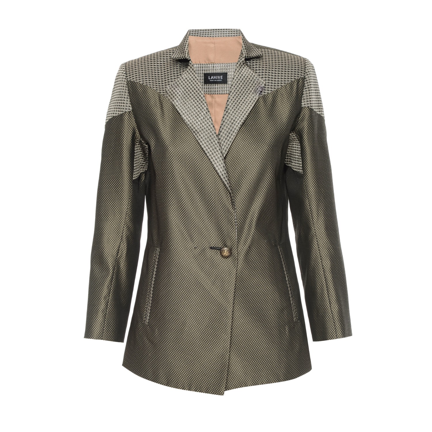 Women's Neutrals / Gold / Brown Coco Taffeta Blazer | Large | Lahive