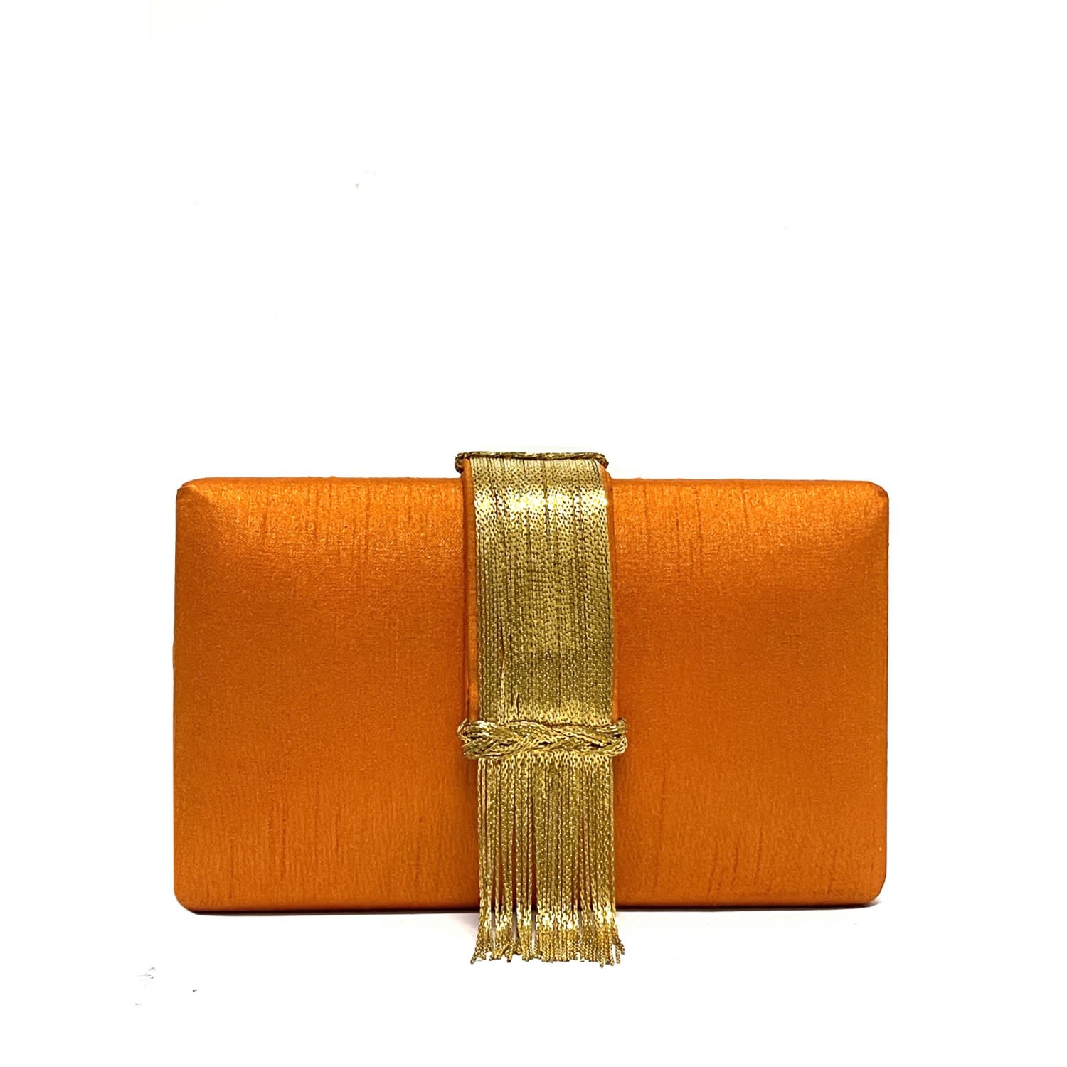 Simitri Women's Orange / Gold Spice Fringe Clutch