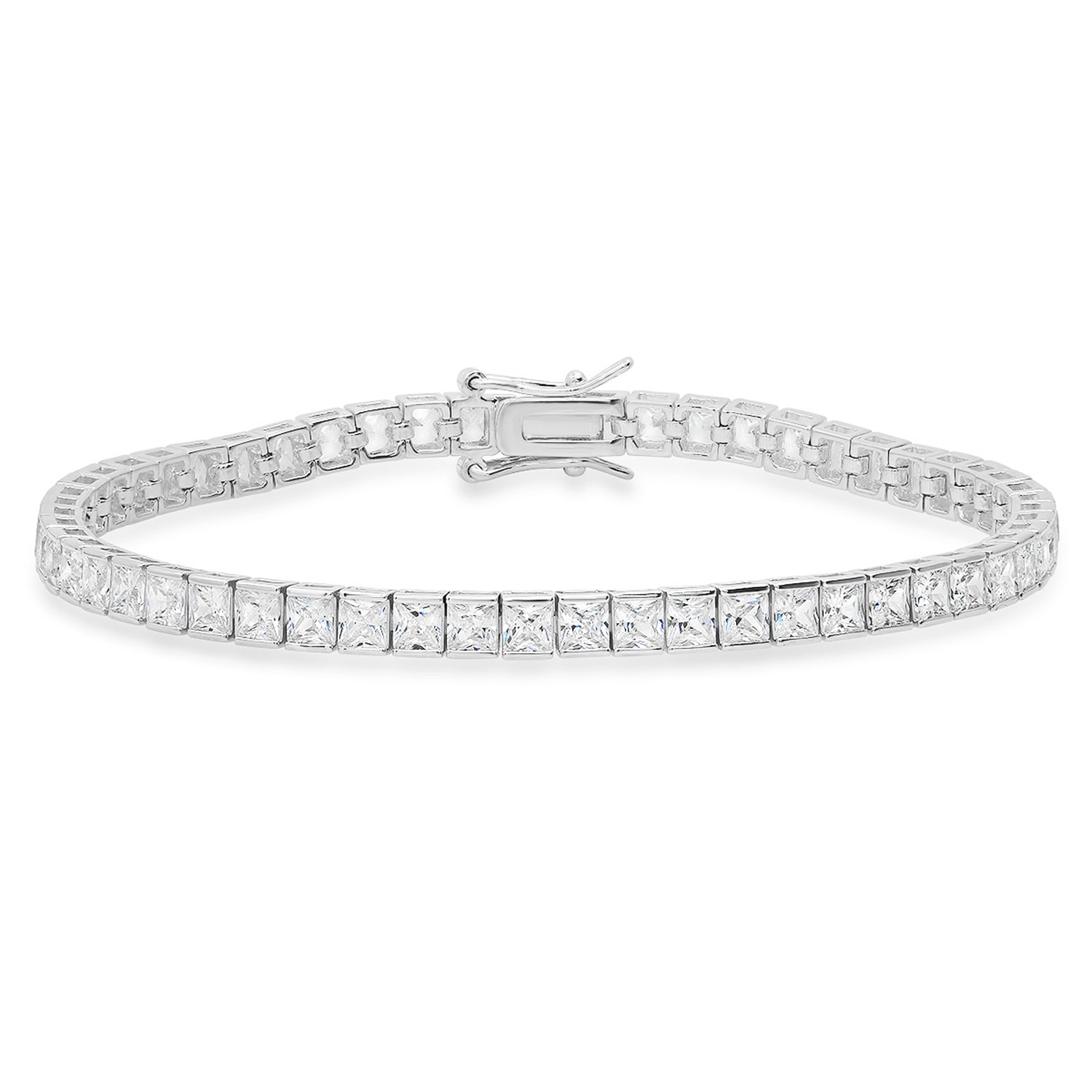 Women’s Princess Cut Diamond Cz Tennis Bracelet In Sterling Silver Kylie Harper