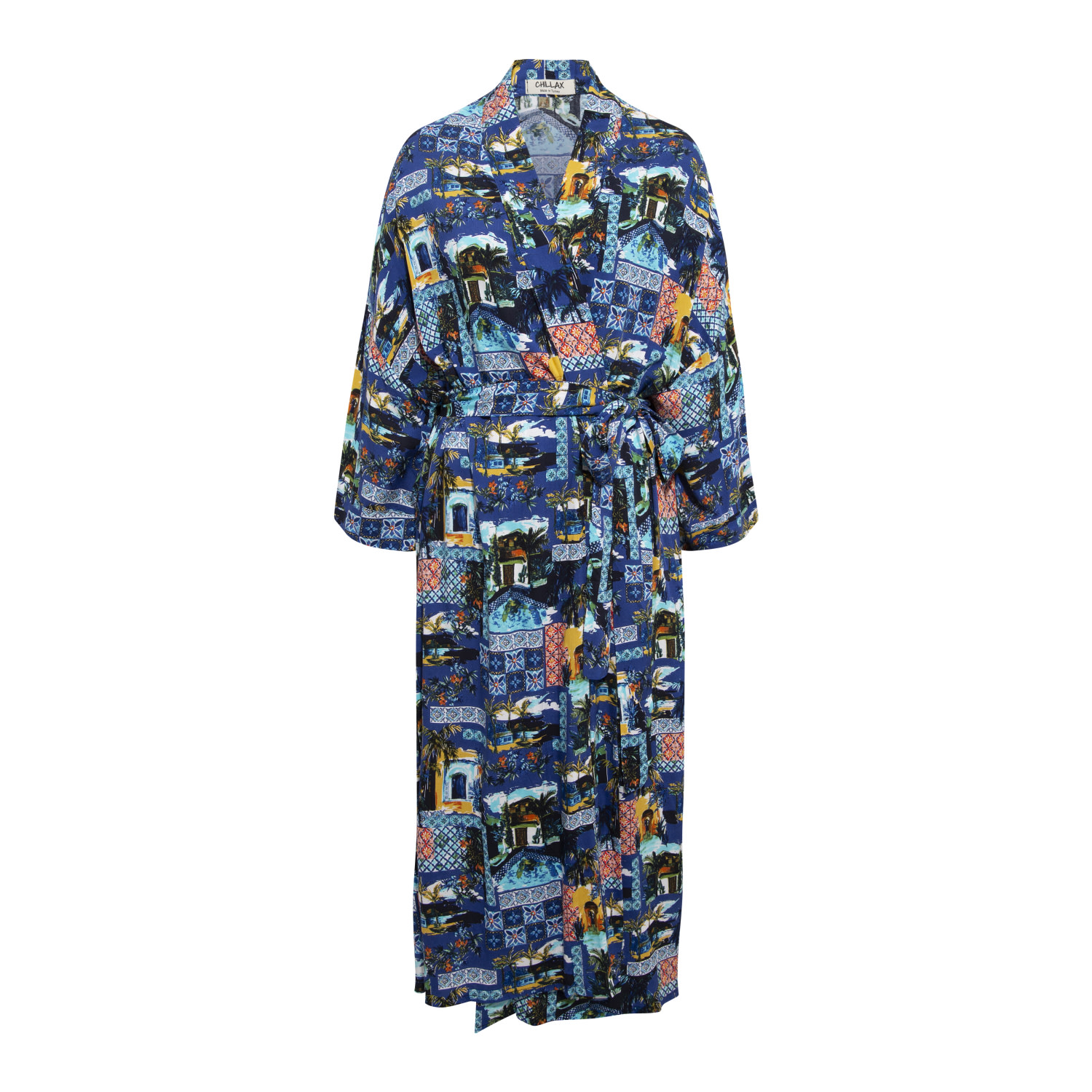 Chillax Women's Blue Sardinia Kimono Robe - Navy In Blue
