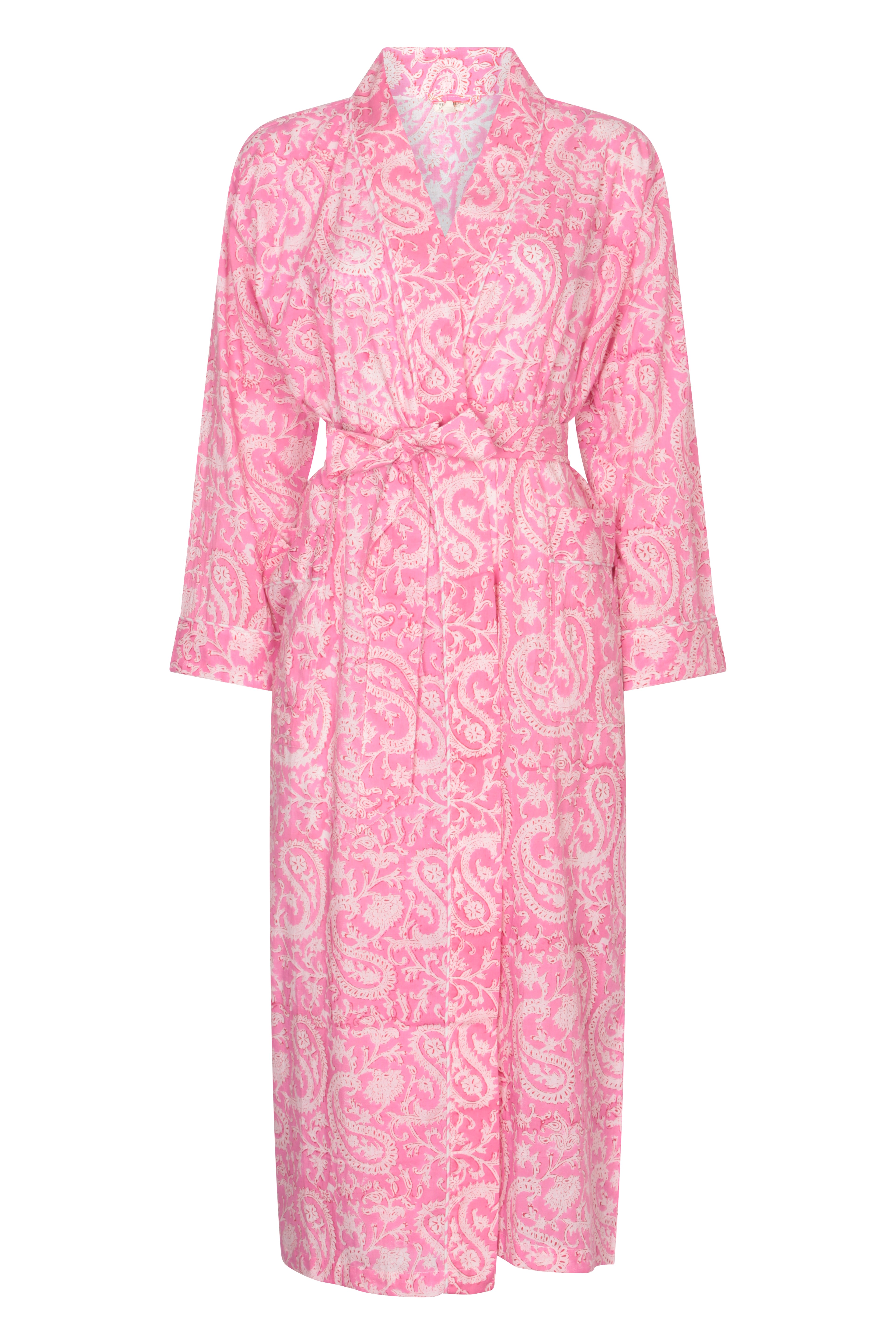 Women’s Pink / Purple Hand Block Printed Kimono Robe - Pink Paisley 3Xl Nologo-Chic