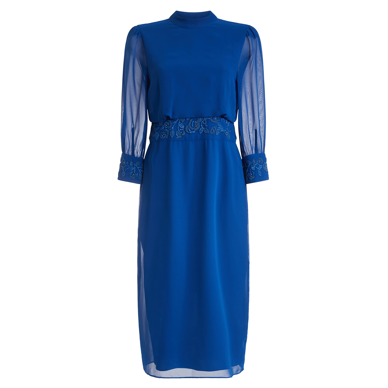 Women’s Blue The Pauline Embellished High Neck Pencil Dress With Beaded Bust Large Hope and Ivy