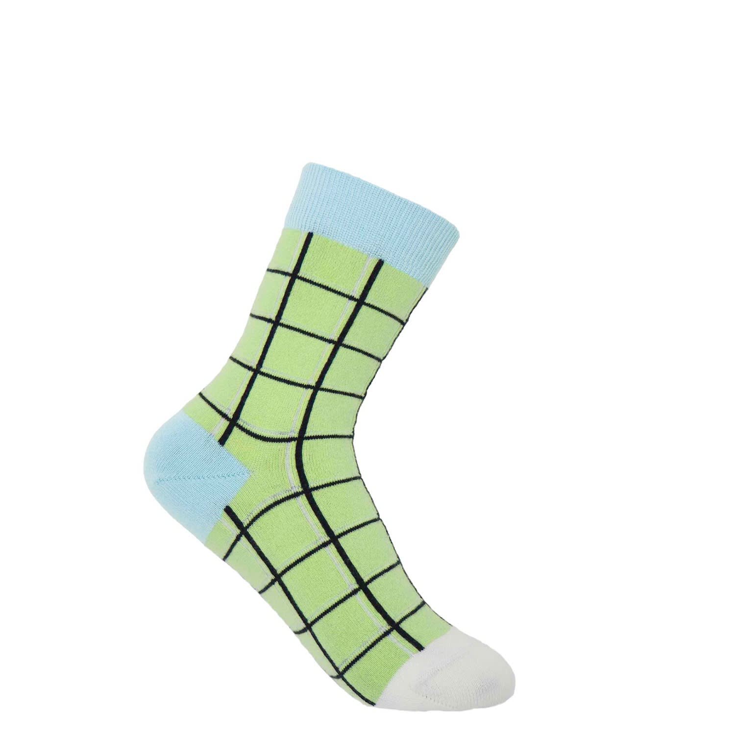 Peper Harow - Made In England Green Grid Women's Socks - Lime In Green