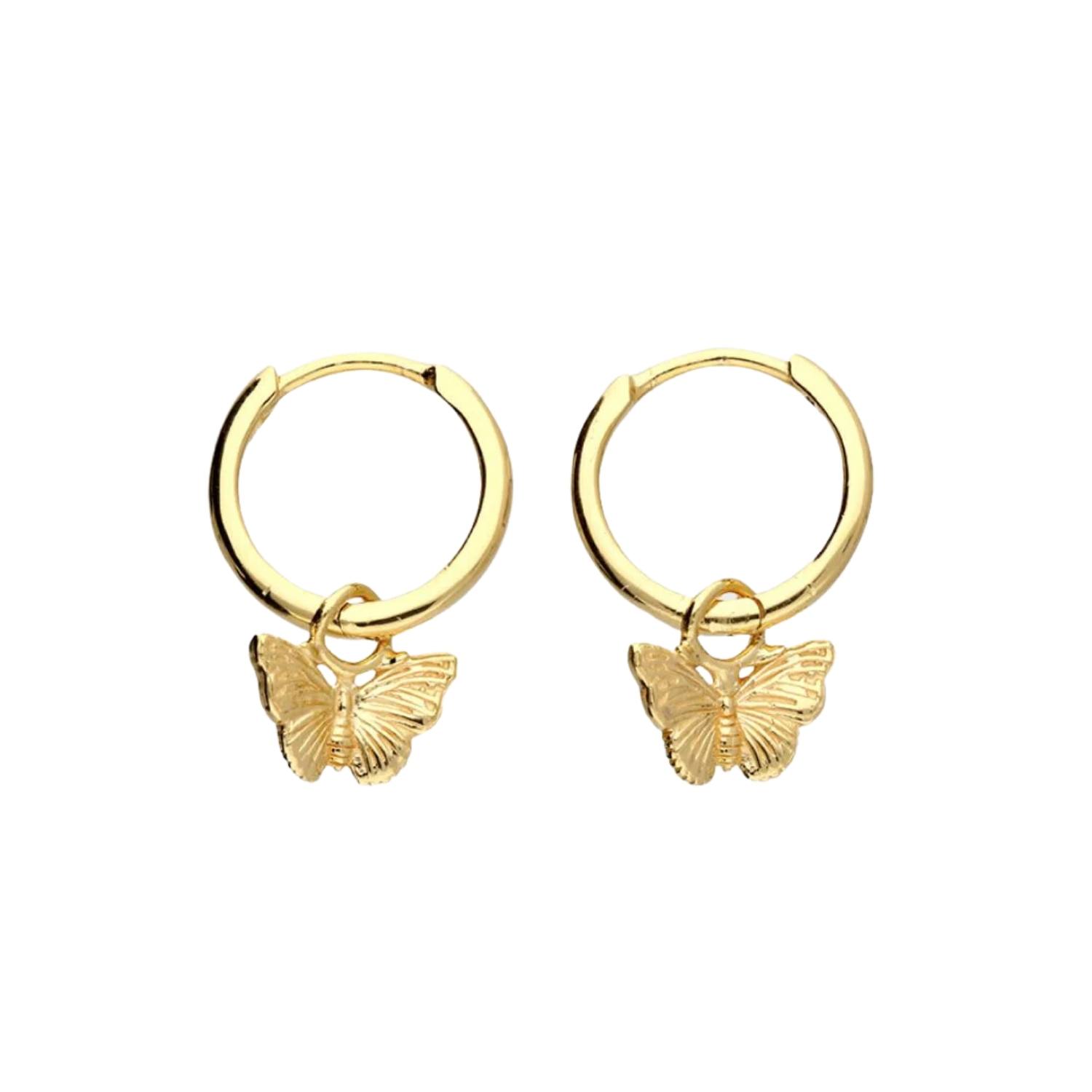 Women’s Butterfly Huggie Earrings Gold Plated Fiyah Jewellery