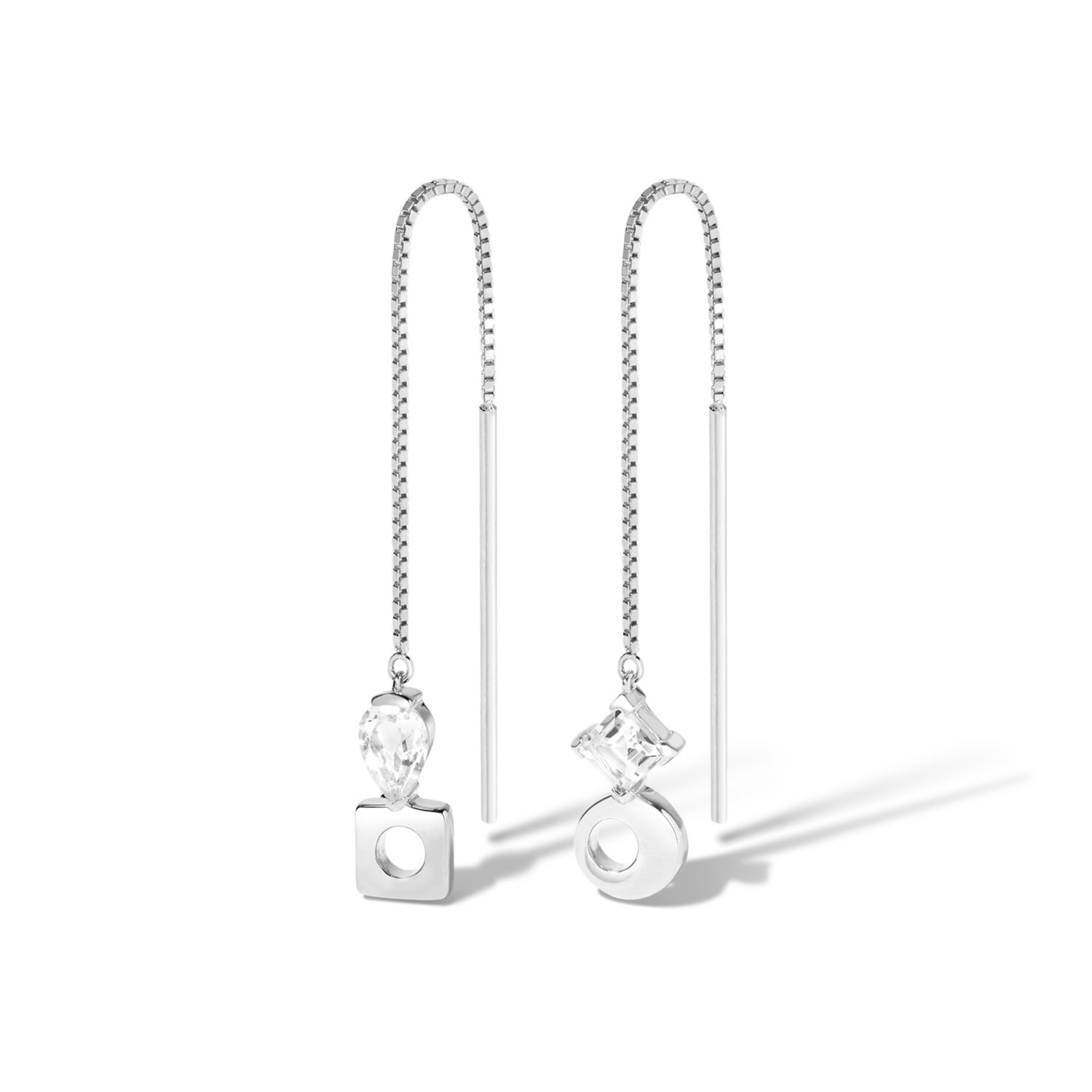 Women’s White / Silver Falling & Laughing Threader Earrings - Sterling Silver Threader Earrings With White Topaz Gemstones Lúdere