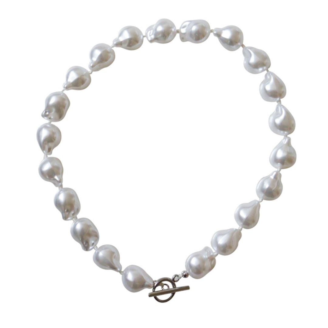 Women’s White Steel Me Baroque Pearl & Silver Necklace Fv Jewellery