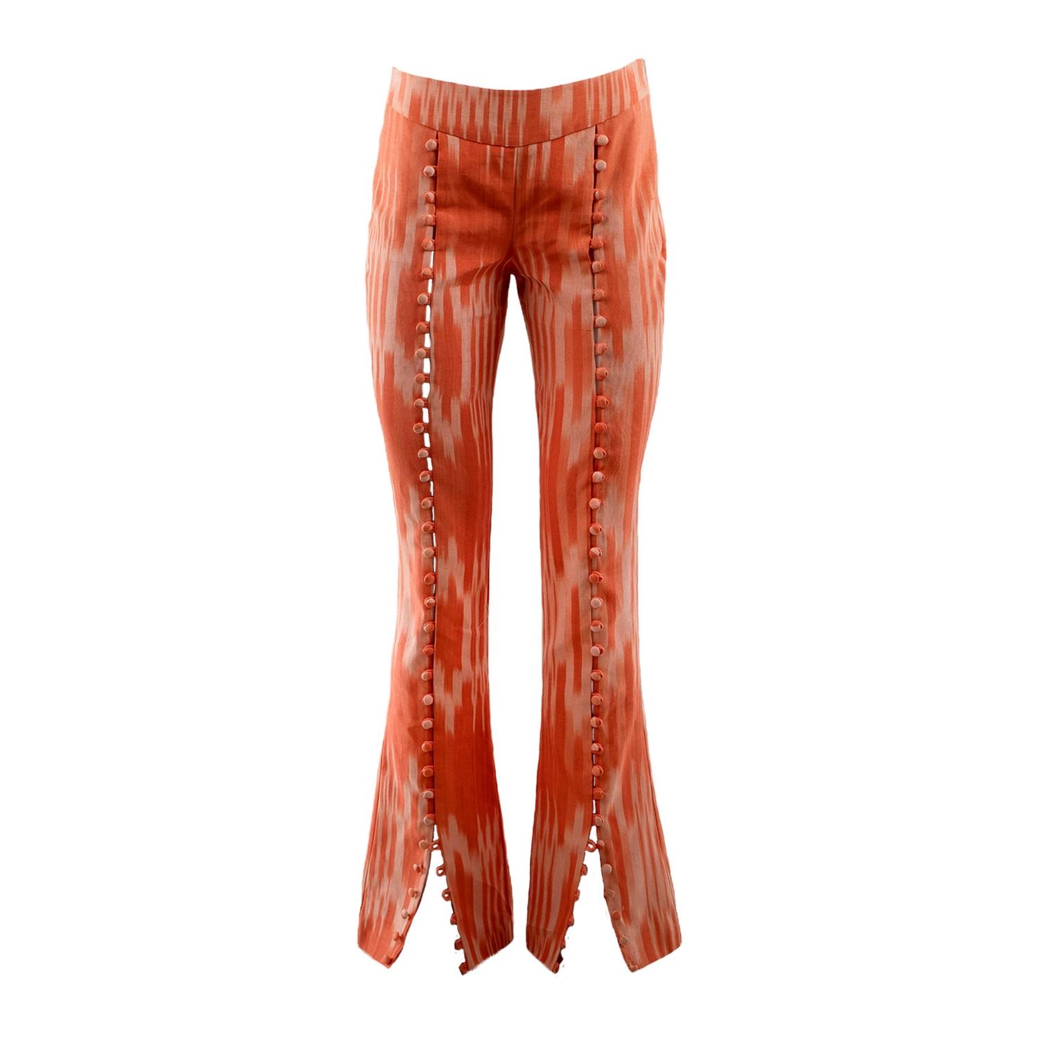 Sāfaråh Women's Yellow / Orange Ikat Peach Fuzz Set Flare Pants In Yellow/orange