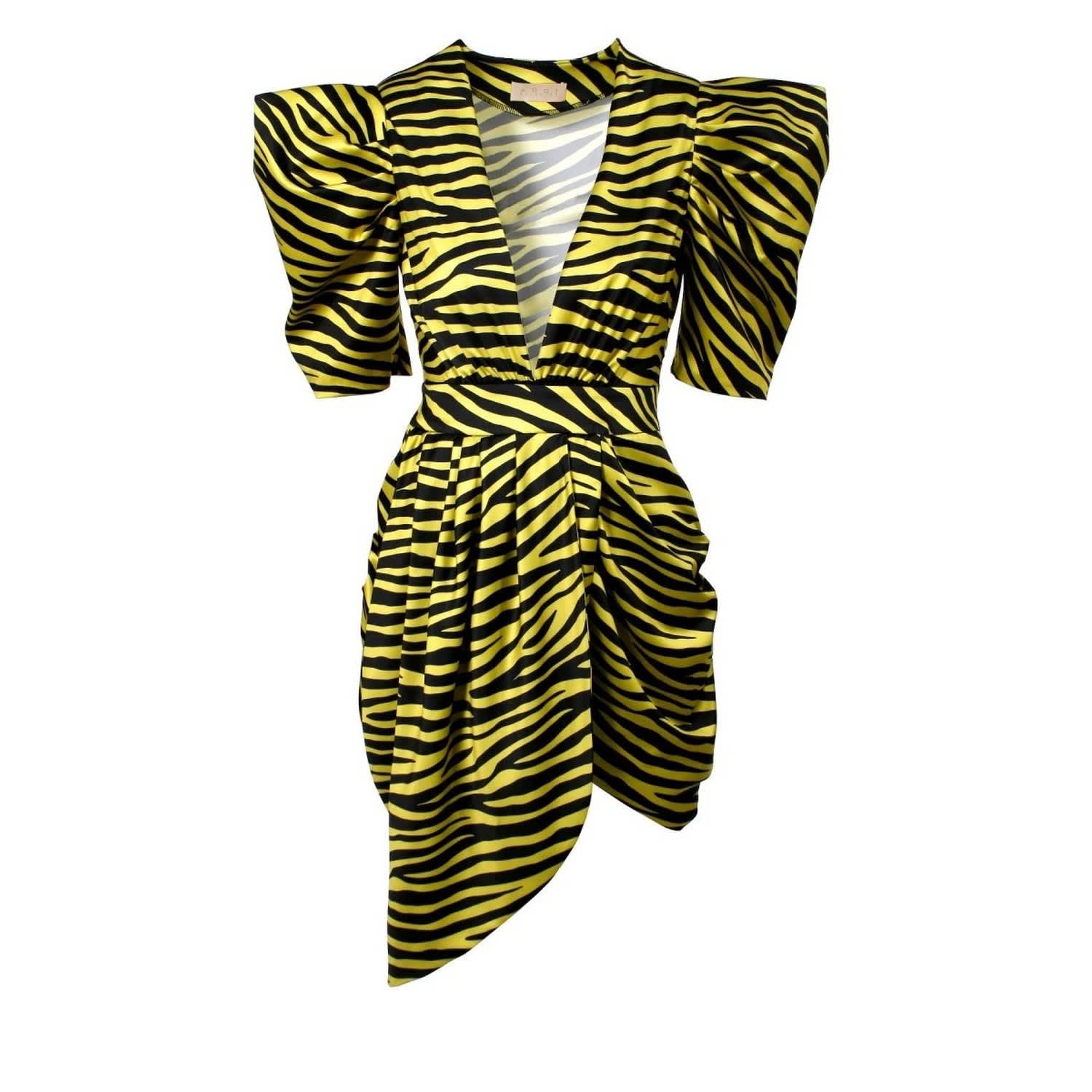 yellow and black zebra dress