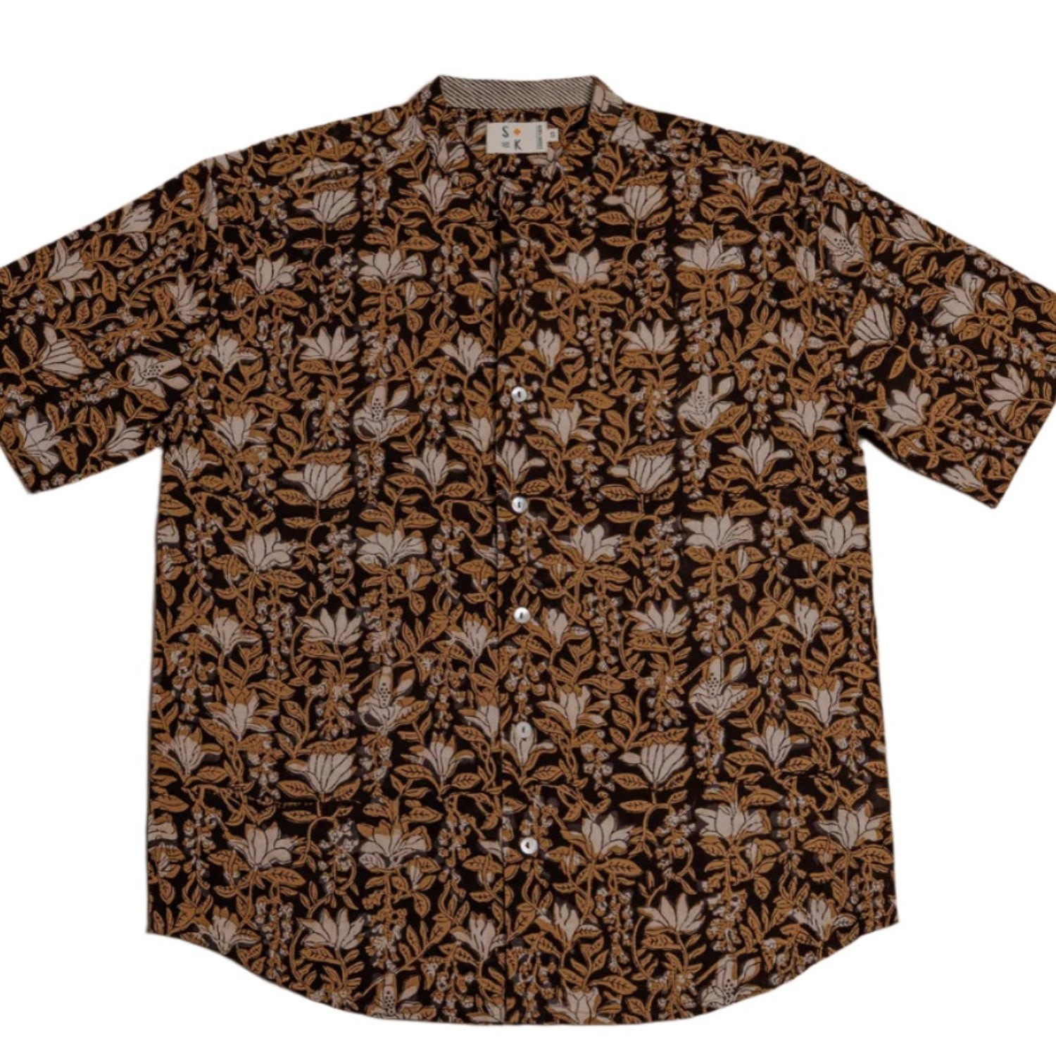 Studio Kibun Men's Maple Unisex Handblocked Cotton Shirt