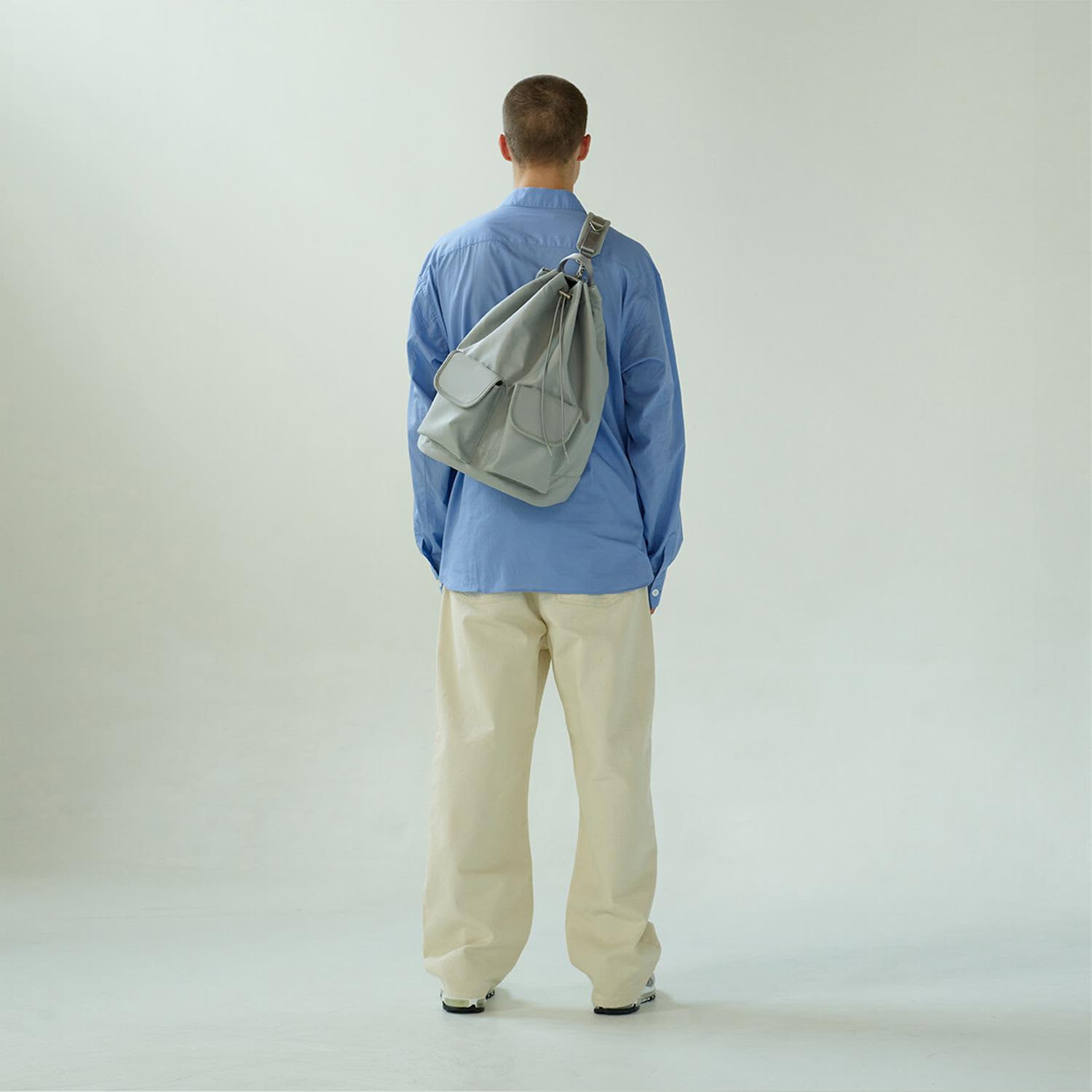 ☆HAH ARCHIVE☆ 3 way 2 pocket drawstring bag silver S#3W2PD Three-Way Two-Pocket Drawstring Bag - Silver | HAH ARCHIVE