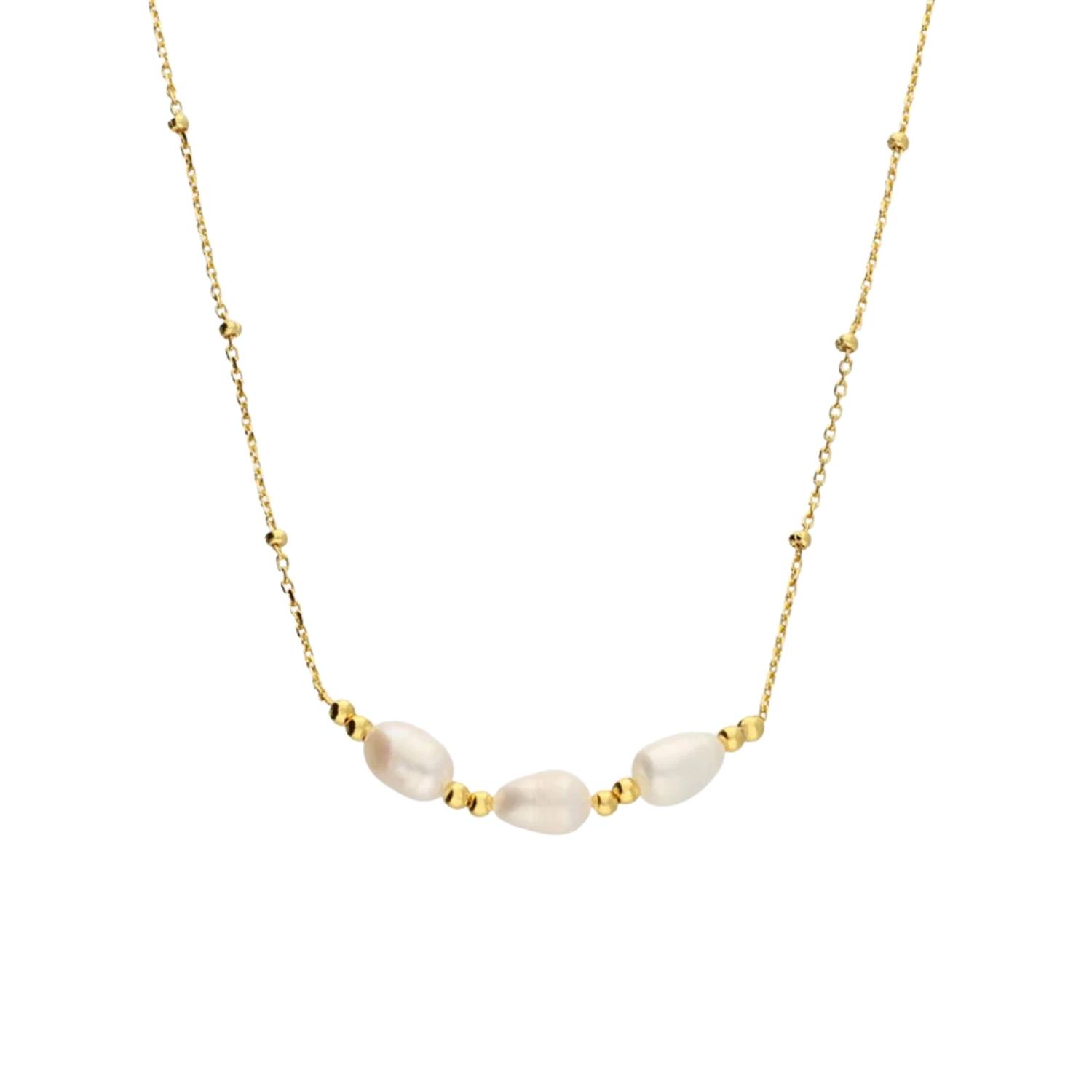 Women’s Trio Freshwater Pearl Necklace Gold Plated Fiyah Jewellery