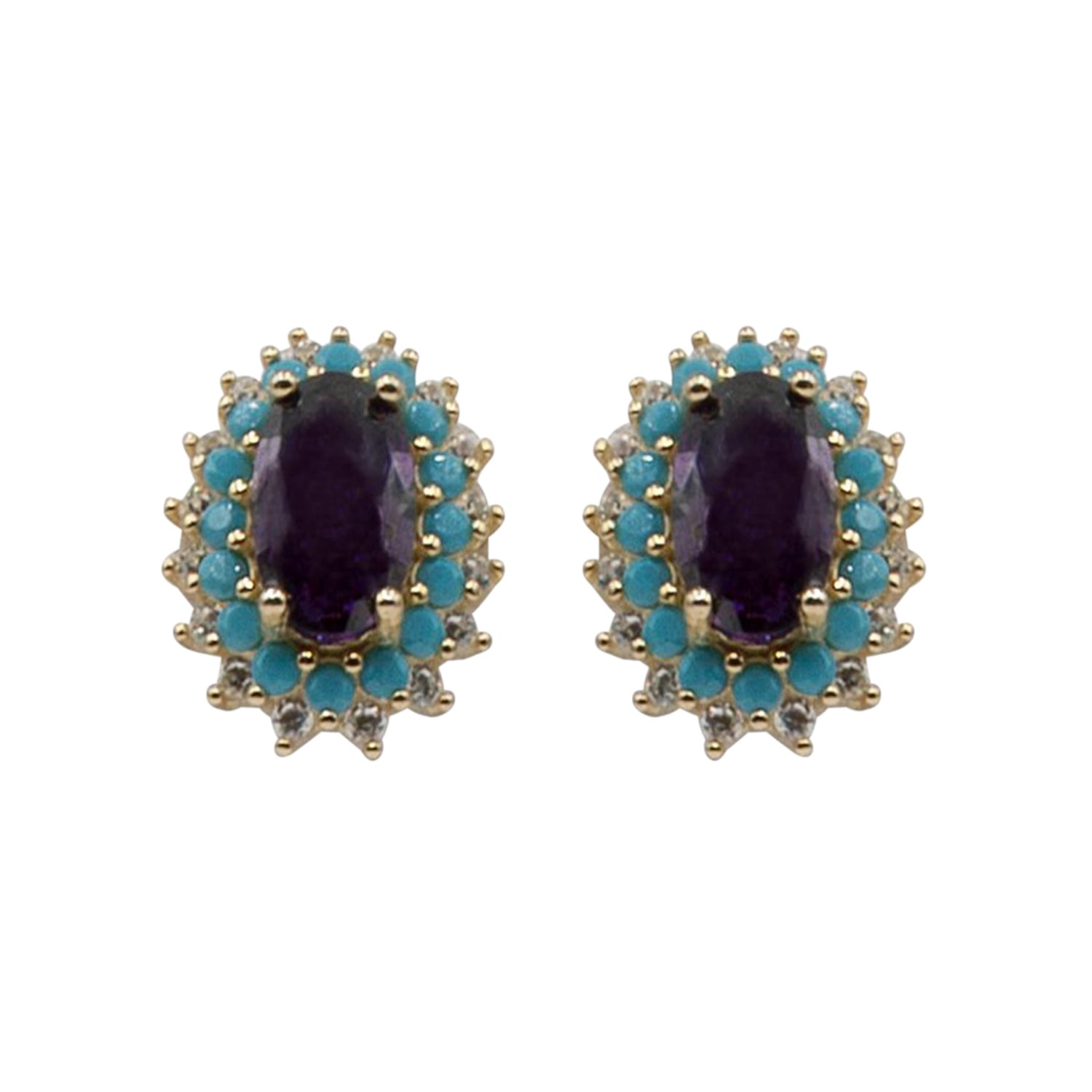 Michael Nash Jewelry Women's Small Oval Amethyst Pierced Earring In Multi
