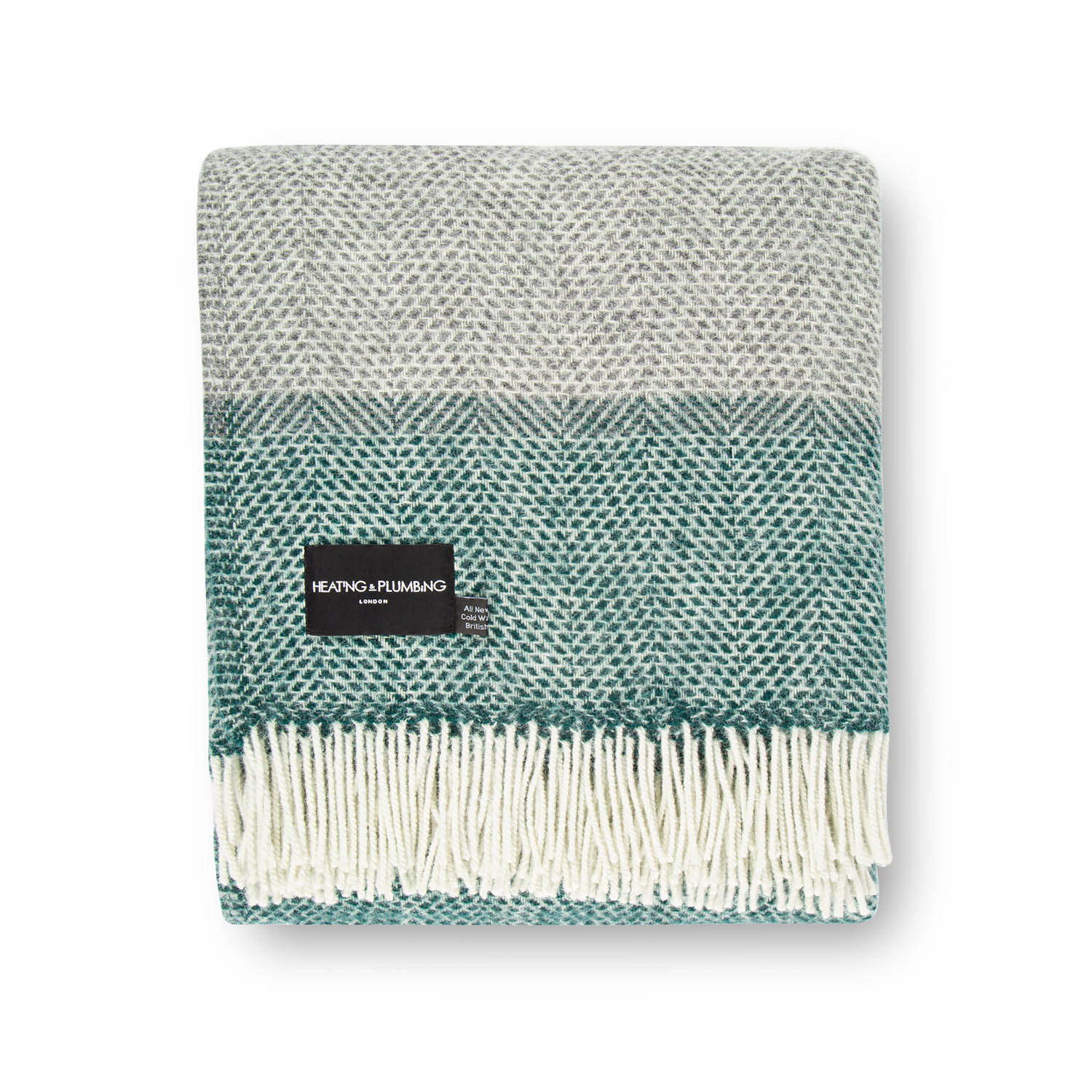 Heating & Plumbing London Green / Grey Pure New Wool Blanket - Down To The Valley In Green/grey