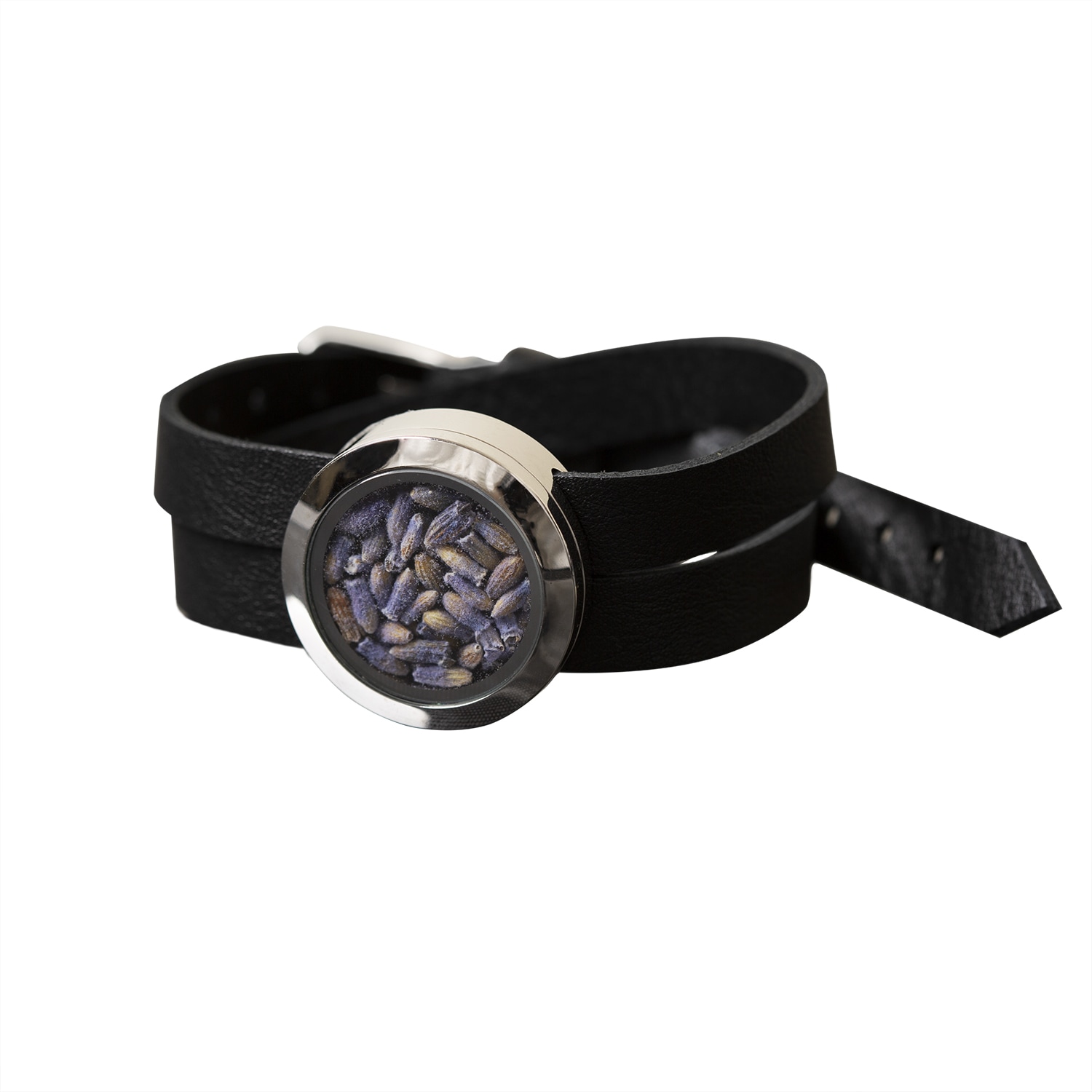 Women’s Blue / Silver / Black Natural Provence Lavander Leather Bracelet - Calming Power Blue Lavender Fields Bracelet My Little Nature