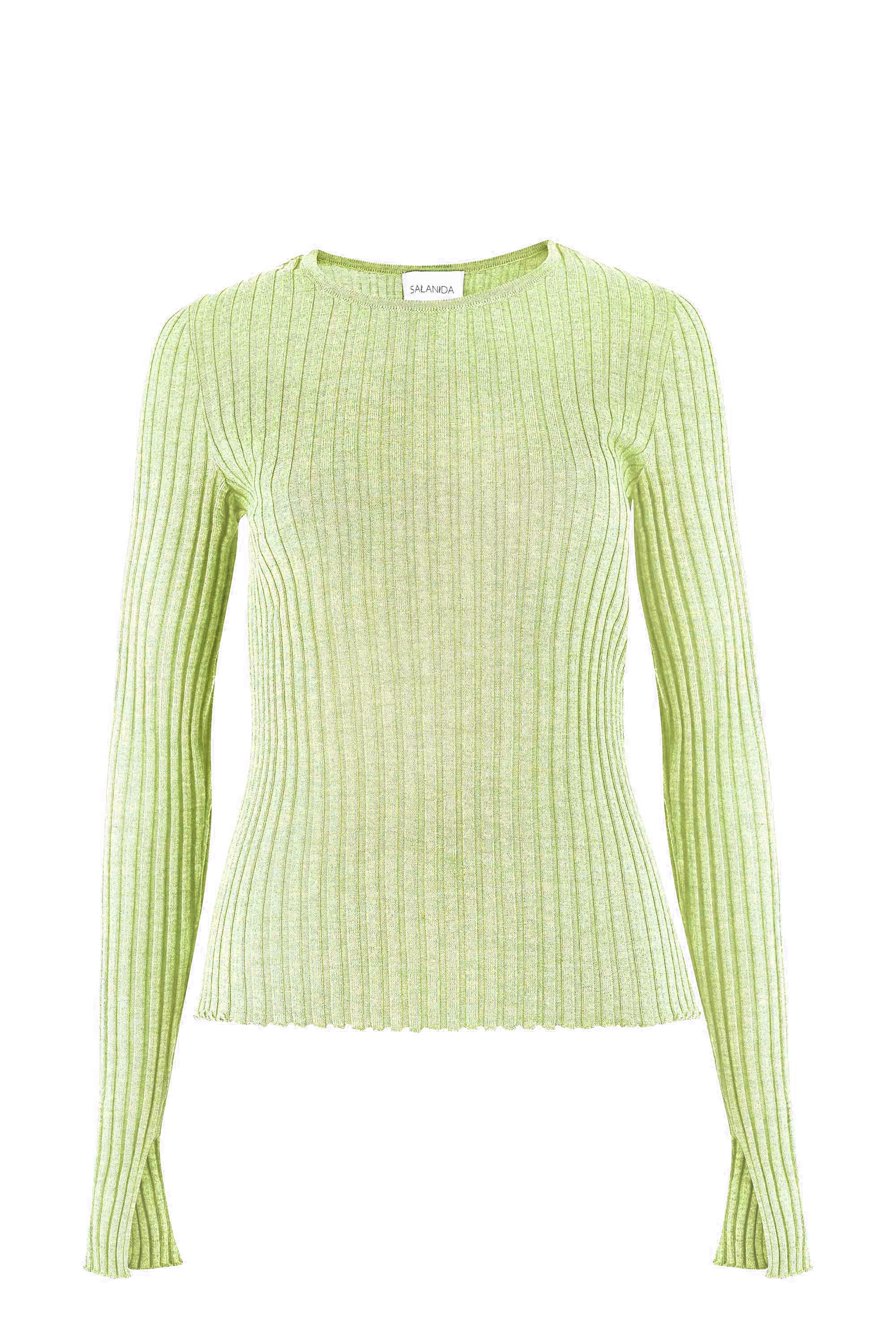 Salanida Women's Green Brera 100% Merino Long-sleeve Top Limone