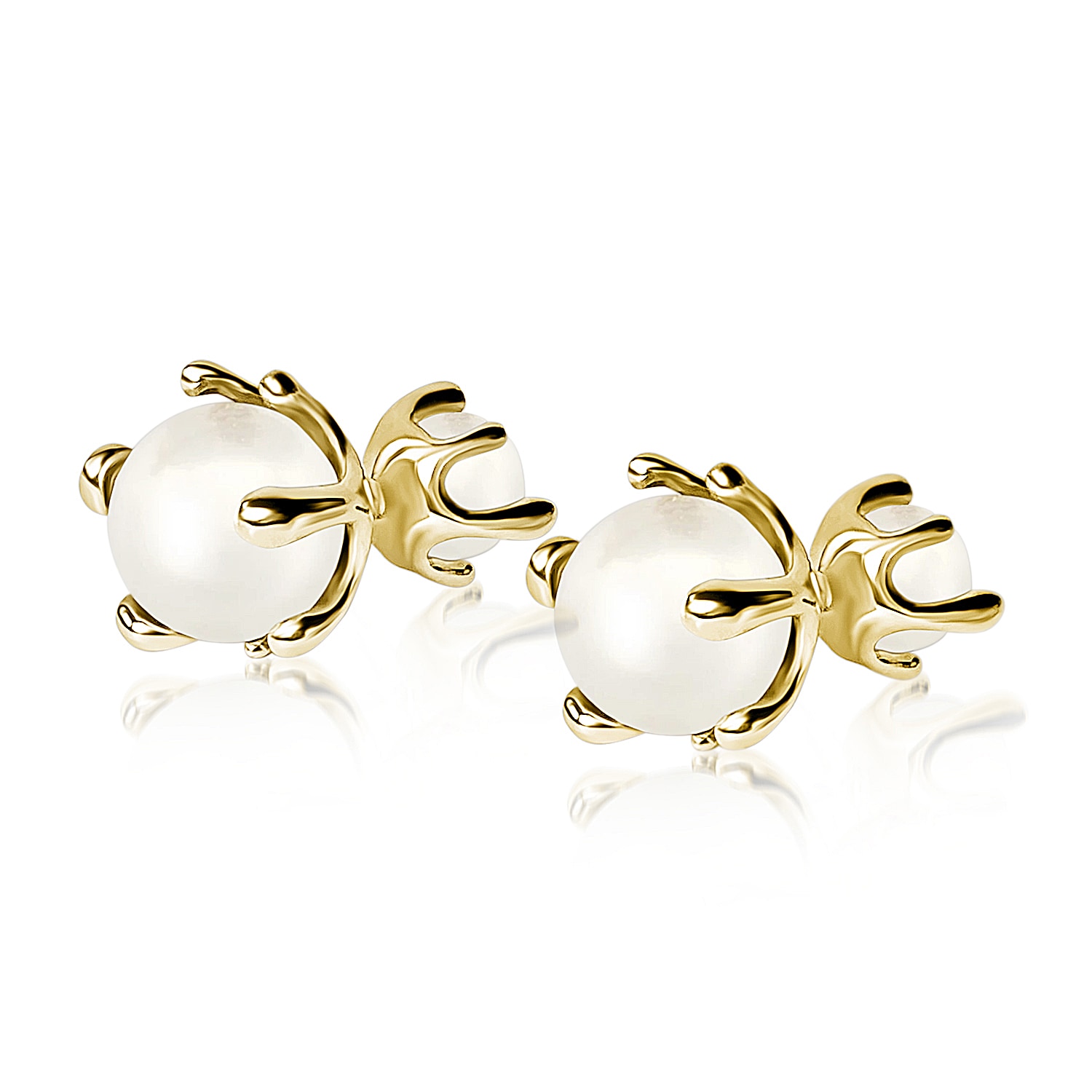 Amoresea Women's Affectionate Shell Pearl Gold Plated Studs
