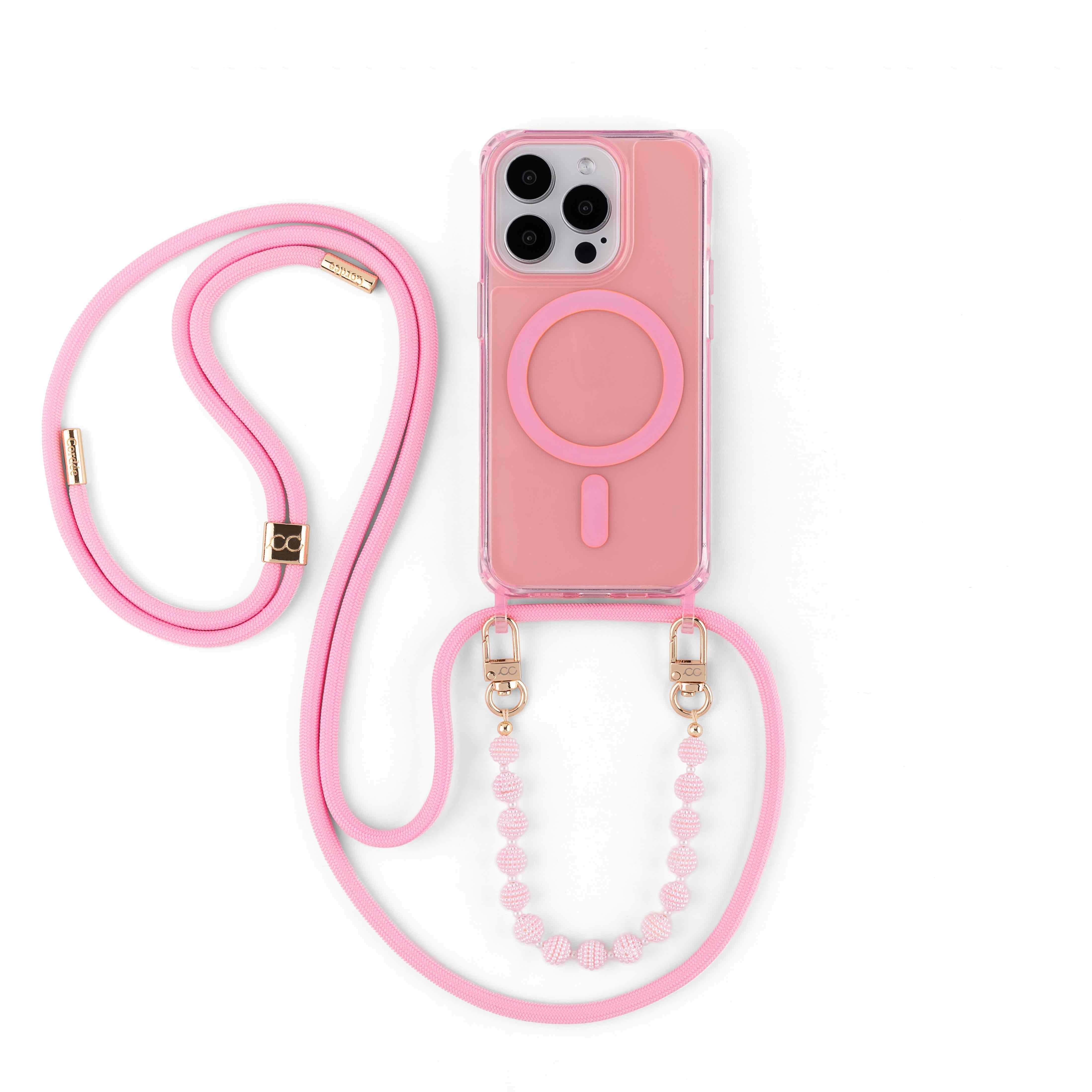 Pink Cherry Blossom Phone Case, Crossbody Phone Strap Set Magsafe | Iphone 16 Pro Max | Cordée Cases