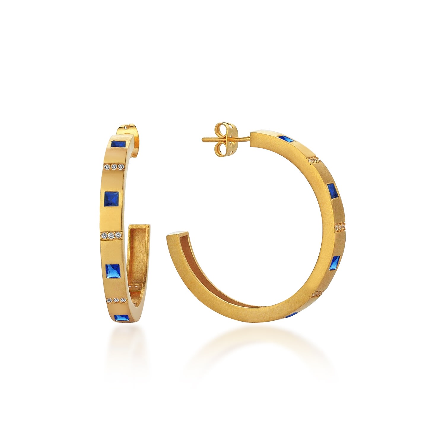 Women’s Karo Large Hoop Earrings In Sterling Silver With Gold Plated Blue Odda75