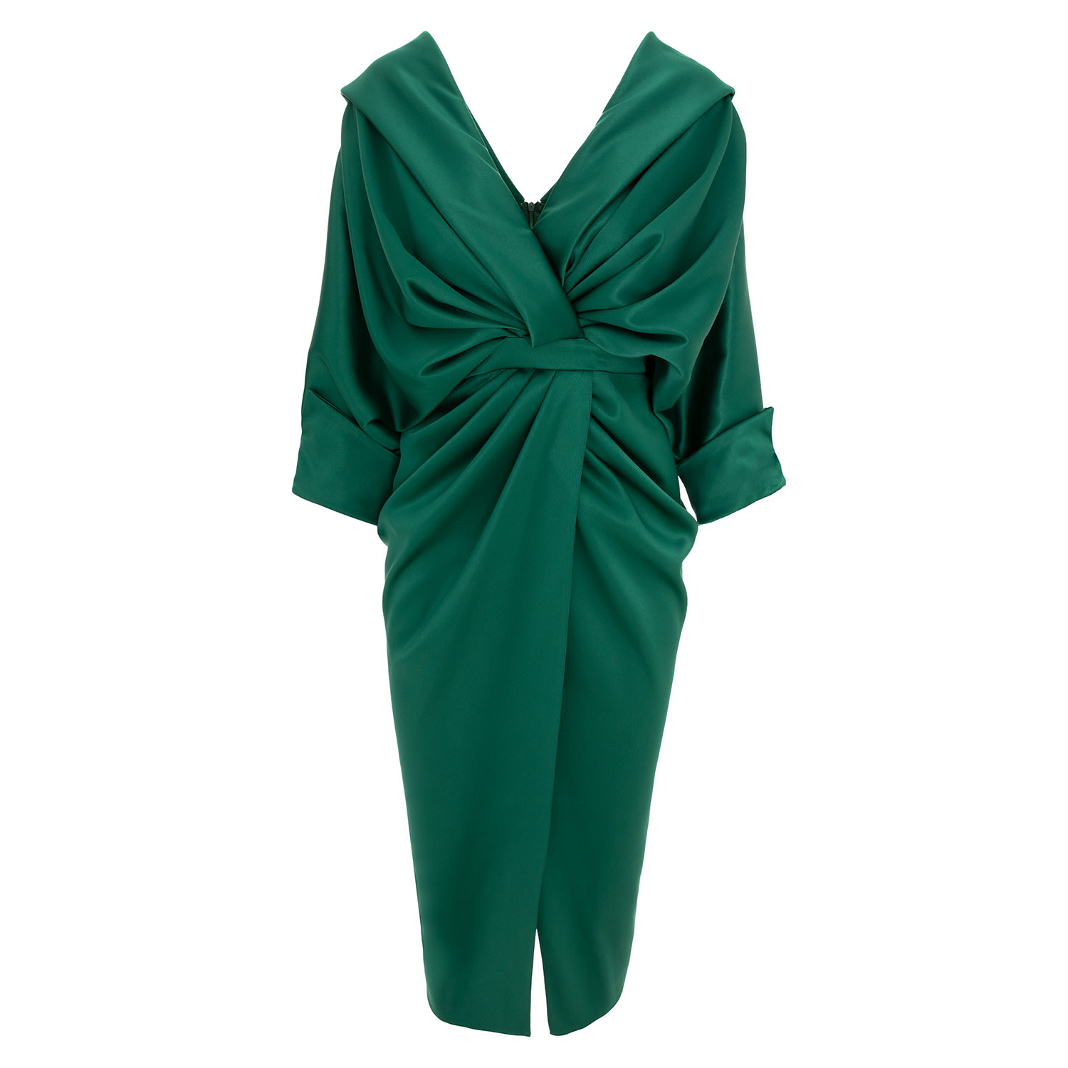 Women’s Green Draped Midi Dress Emerald Medium Acob Ã€ Porter