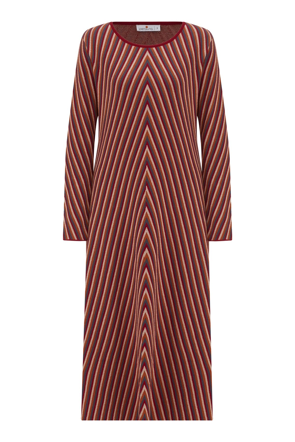 Women’s Mentha Diagonal Striped Long Knit Dress - Multicolour Medium Peraluna