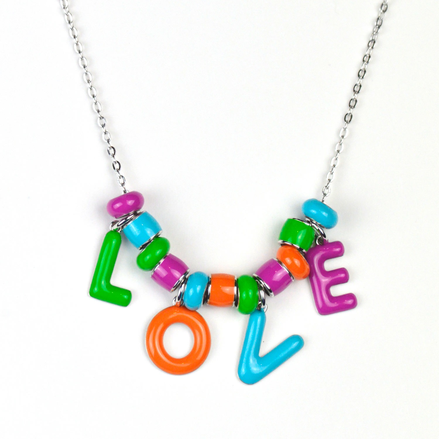 Pinnole Women's Blue Love Monogram Charm Necklace In Blue