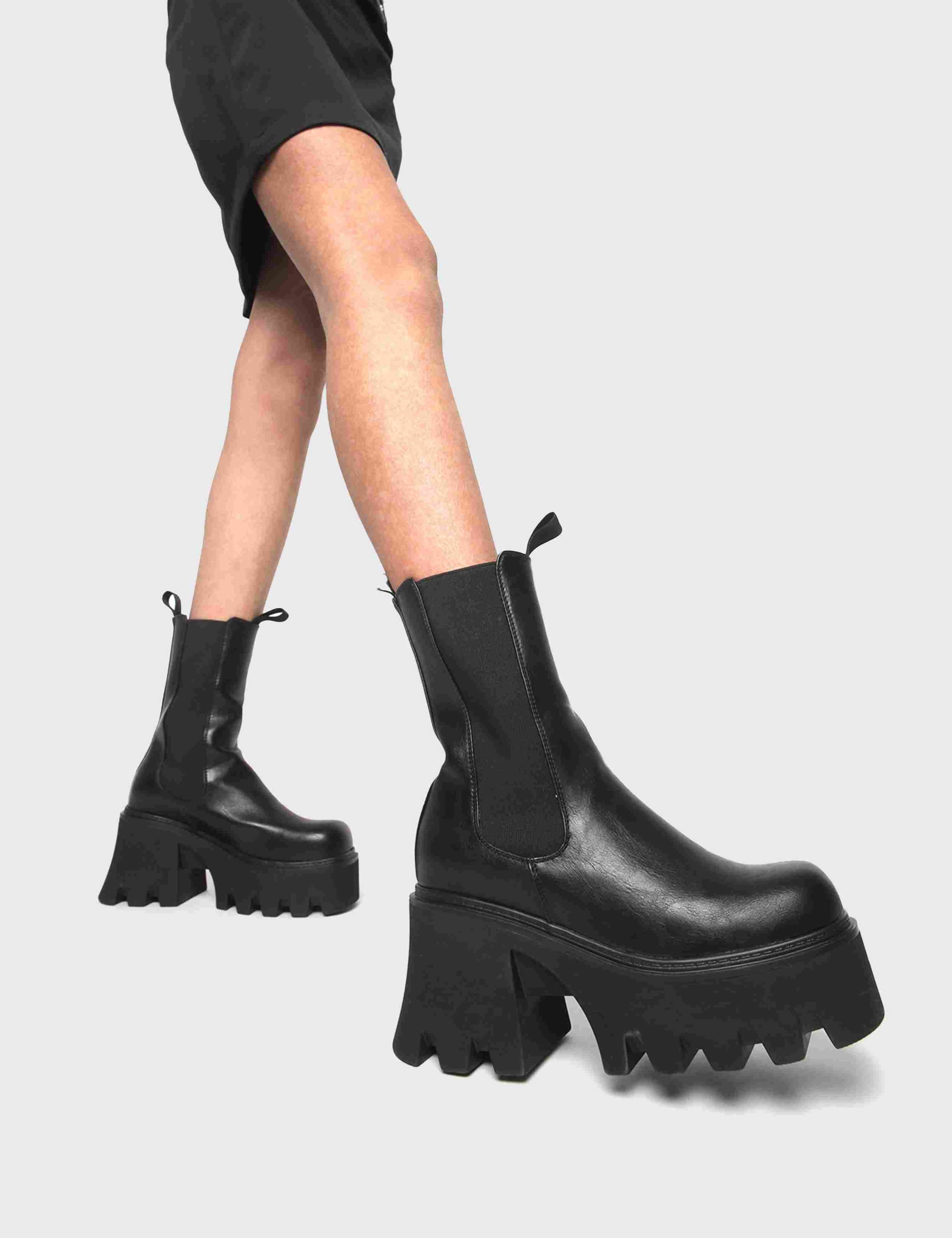 Wipe Out Chunky Platform Ankle Boots LAMODA Wolf Badger