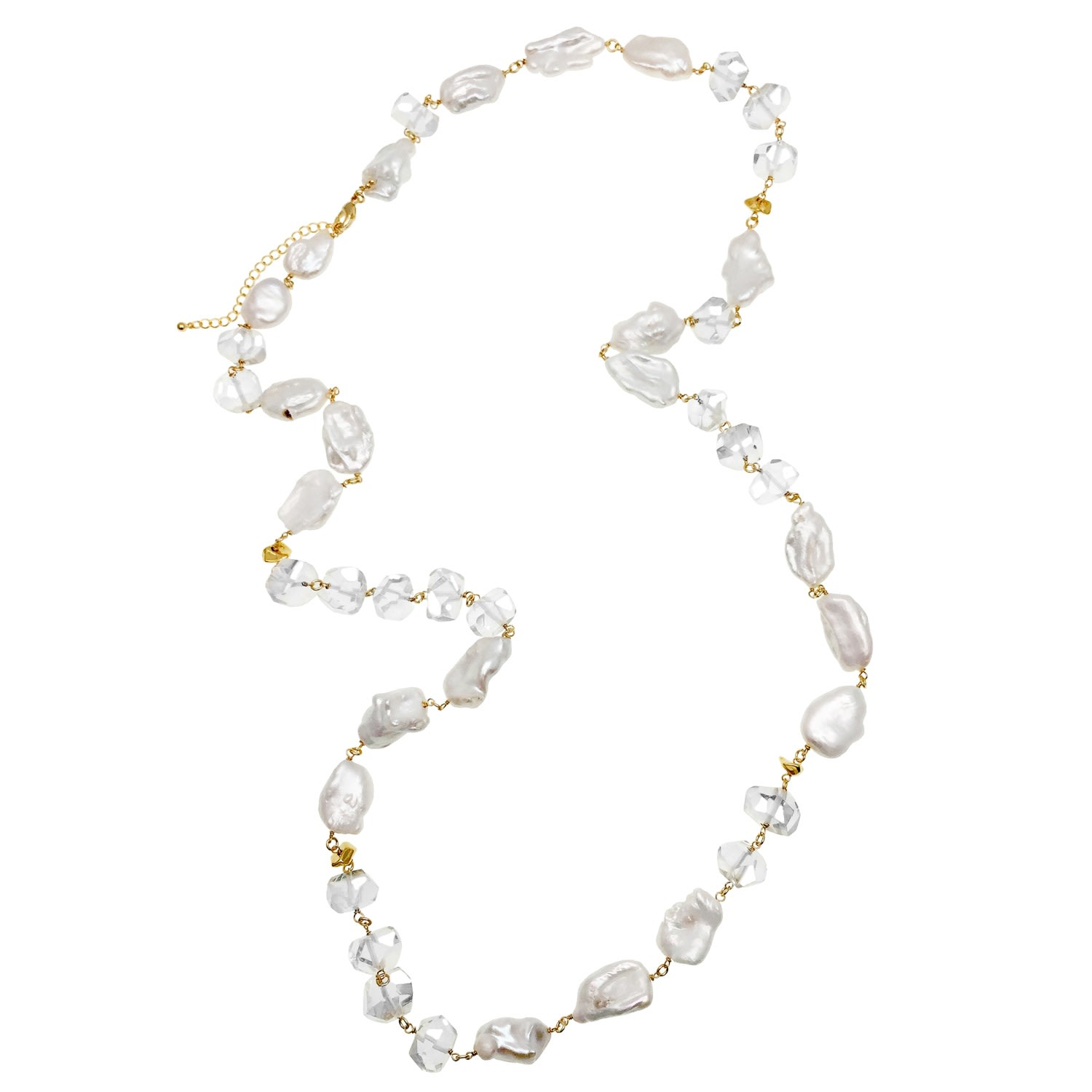 Farra Women's Freshwater Pearls With White Quartz & Crystal Multi-way Necklace In White
