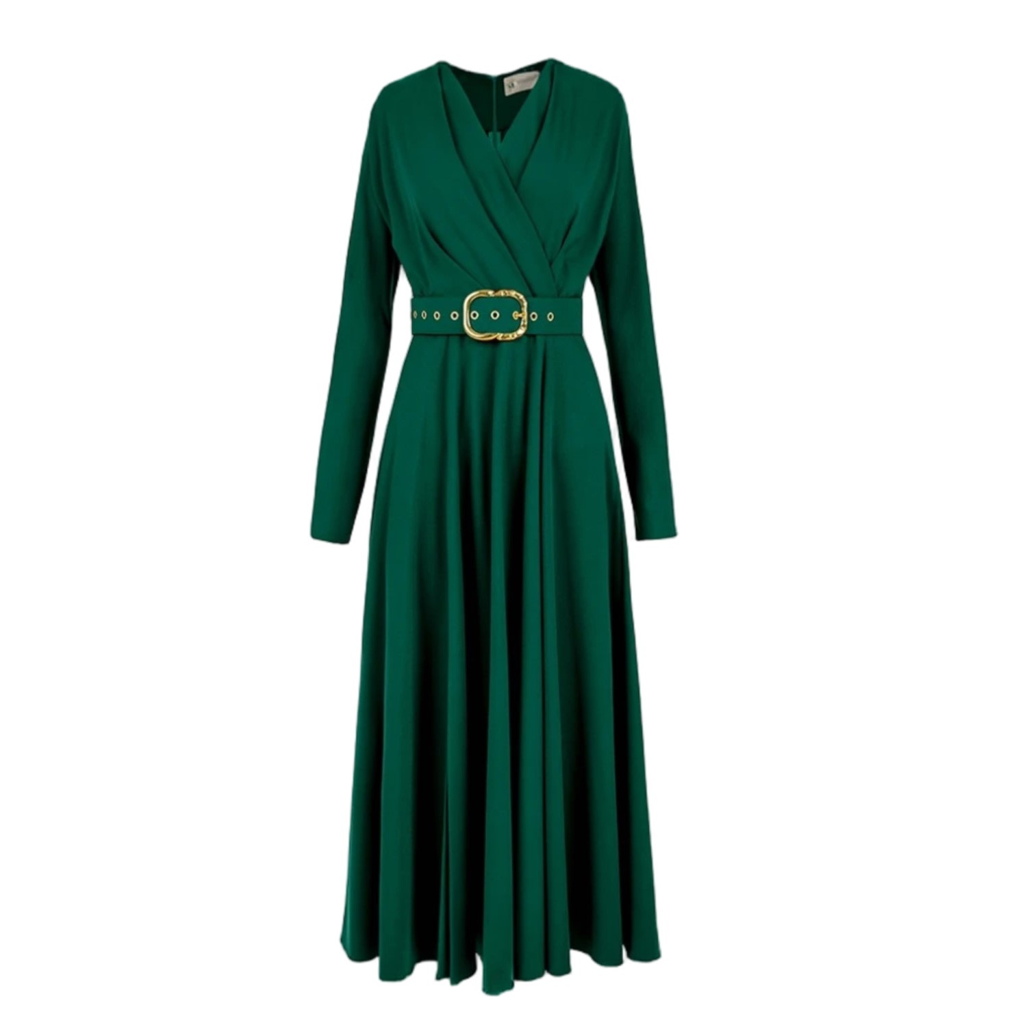 Women's Indigo Midi Jade Green Drapery Office Dress | Extra Large | Alina Cernatescu