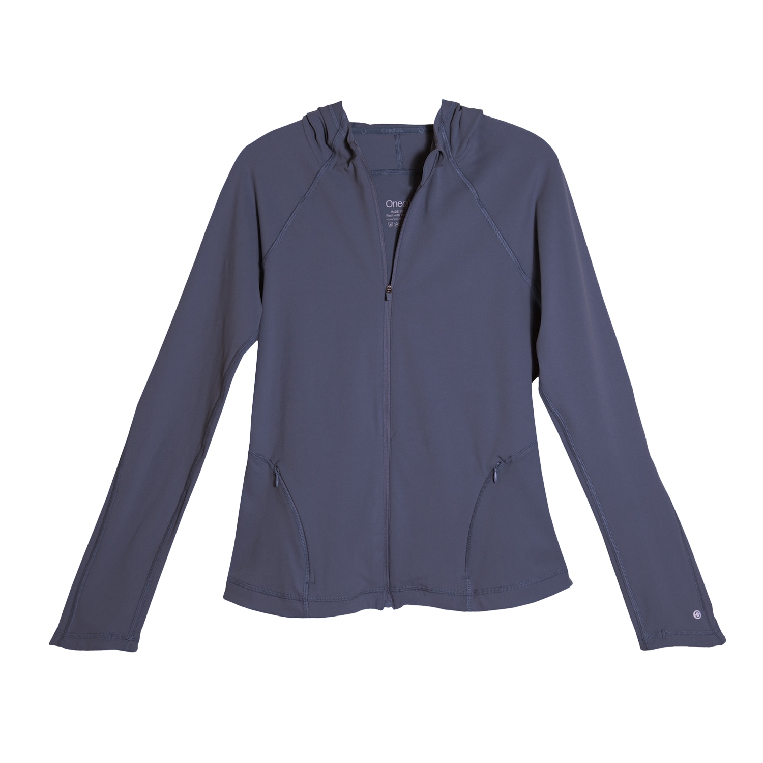 One Of Us Women's Grey Run Luna Run Zip Through Fitted Hoodie - Smoky Ash In Grey