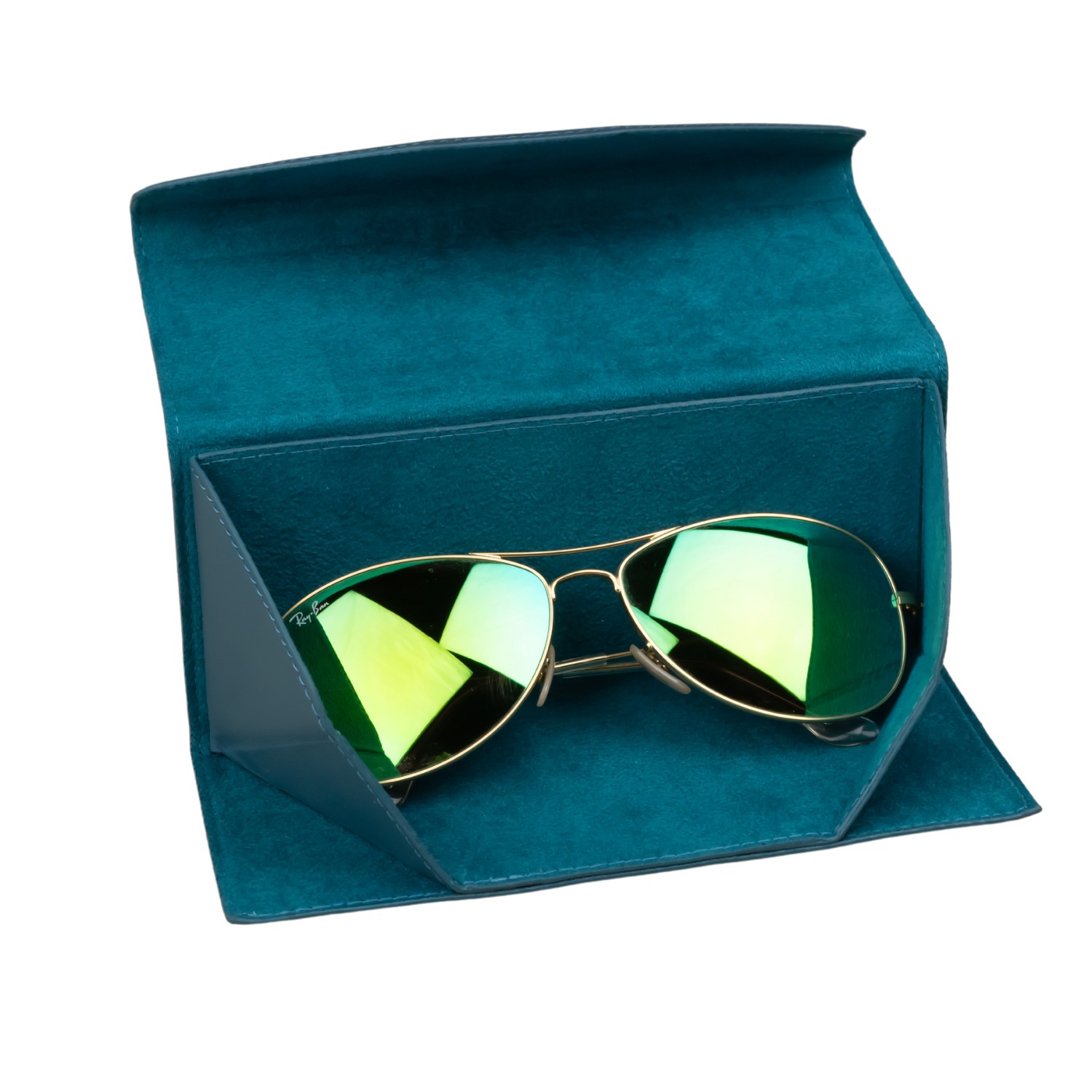 Leathere Women's Luxury Leather Sunglasses Case - Dark Blue - Louisville