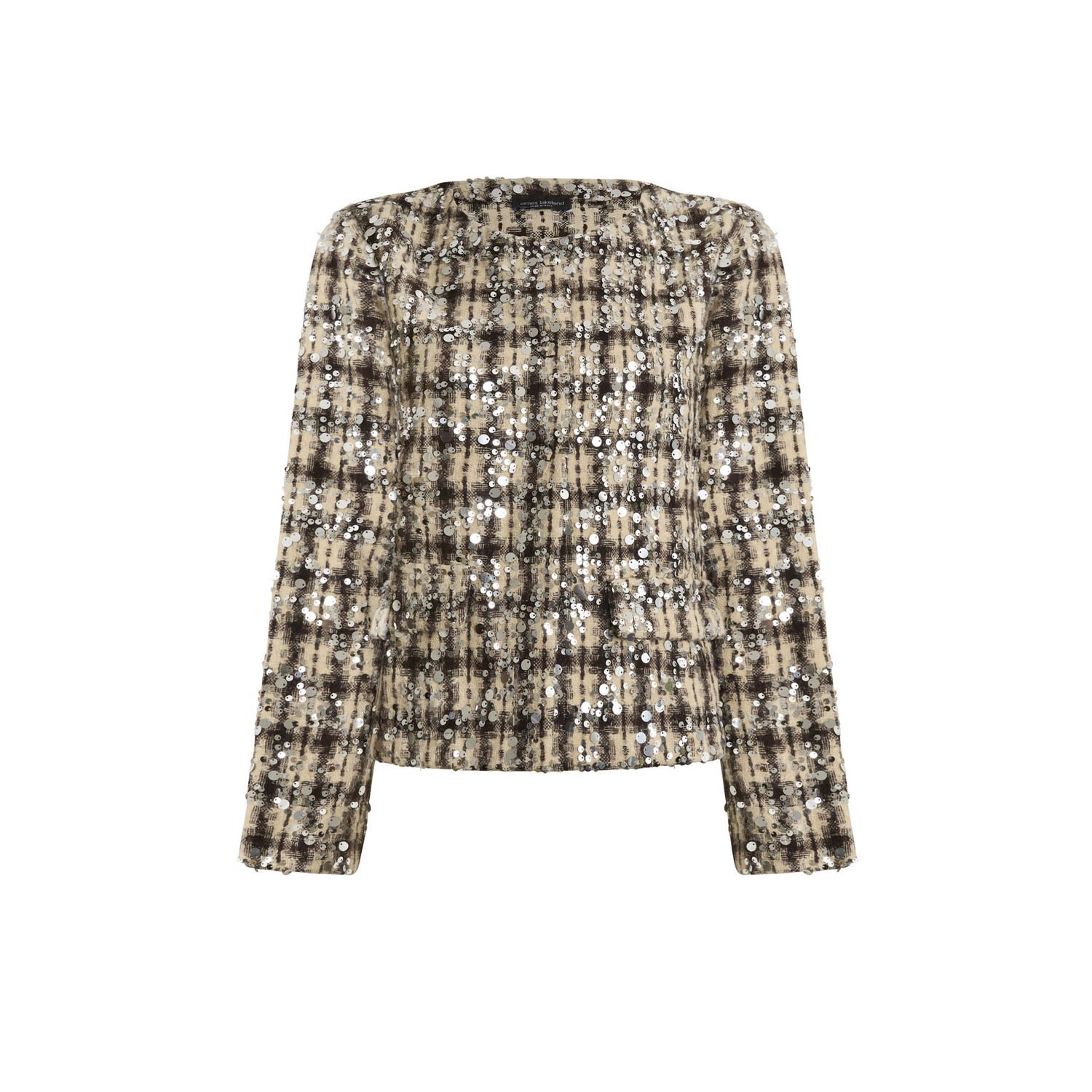 James Lakeland Women's Brown Sequin Tweed Beige Jacket In Brown