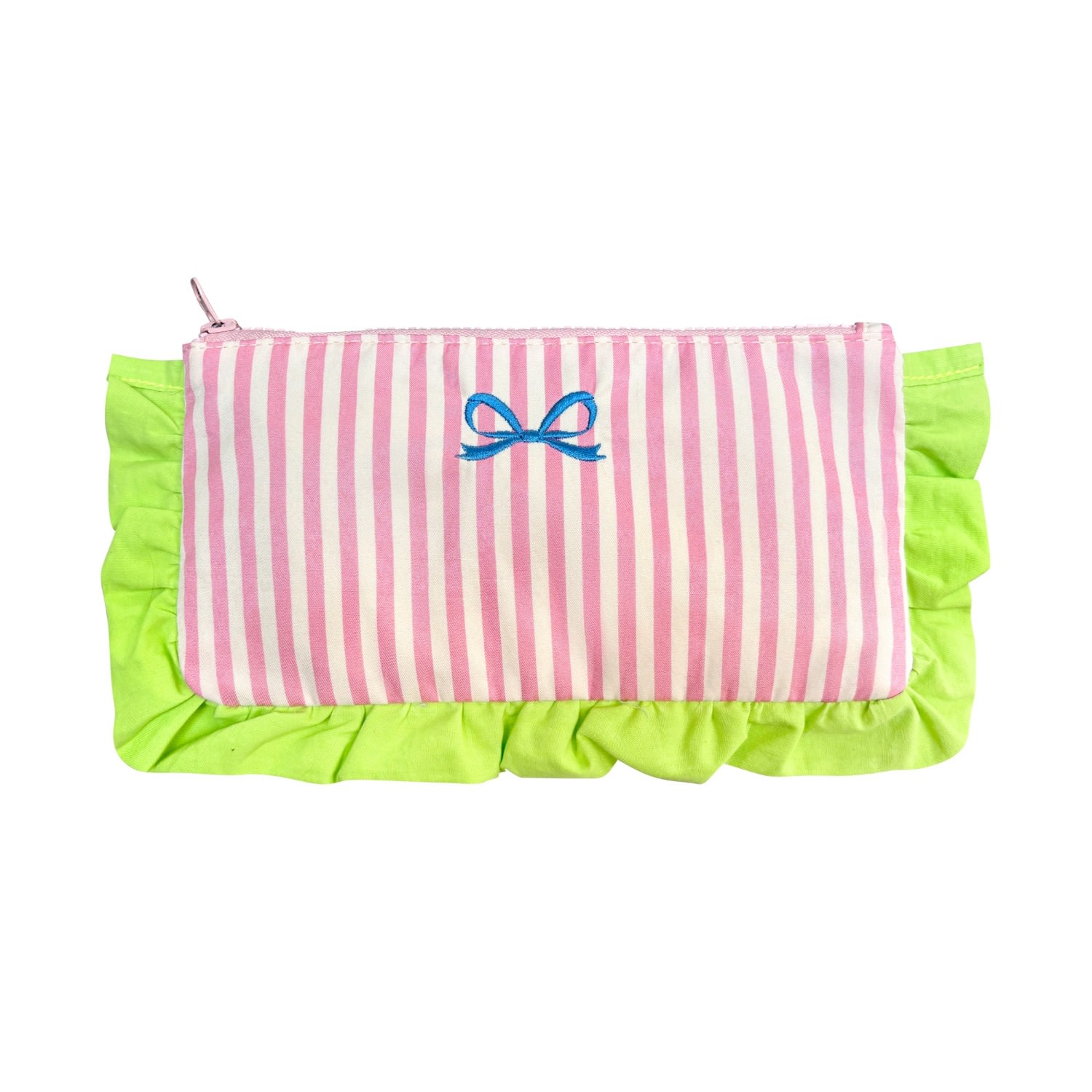 Lilly Loves Women's Pink / Purple Frilly Embroidered Bow Pouch In Multi