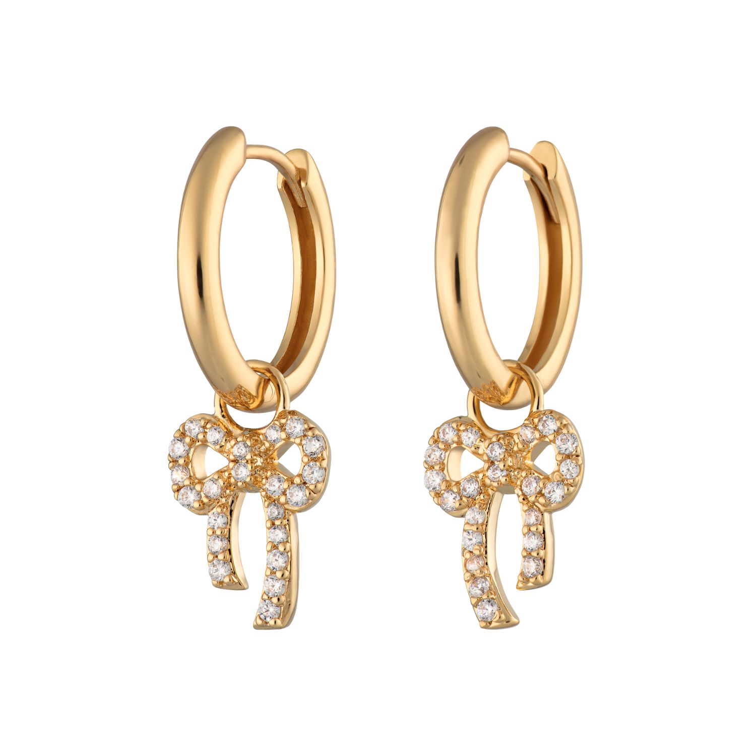 Scream Pretty Women's Gold Bow Charm Hoops