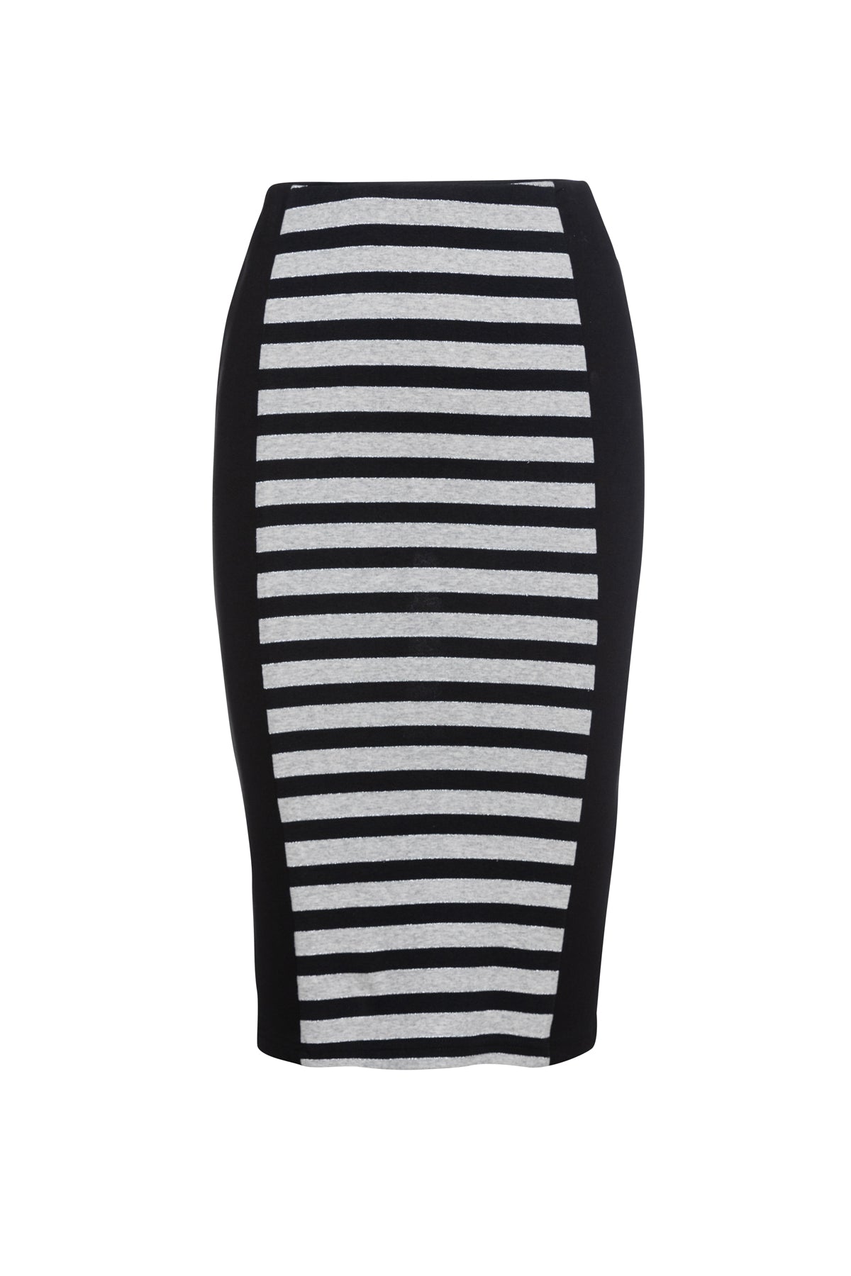 Conquista Women's Black Striped Stretch Pencil Skirt In Black