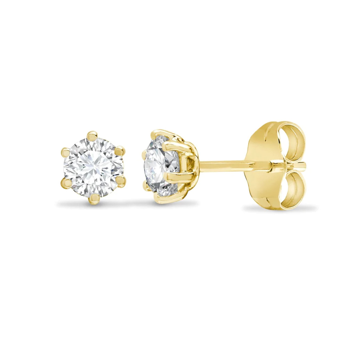 Women’s Gold / White Yellow Gold Solitaire Diamond Earrings Studs Claw Set Near One Carat Cervin Blanc