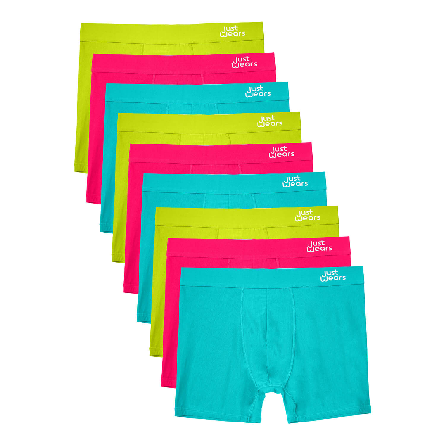 Men’s Blue / Green / Pink Super Soft Boxer Briefs With Pouch - Anti-Chafe & No Ride Up Design - Nine Pack - Neon Green, Pink, Blue Medium Justwears