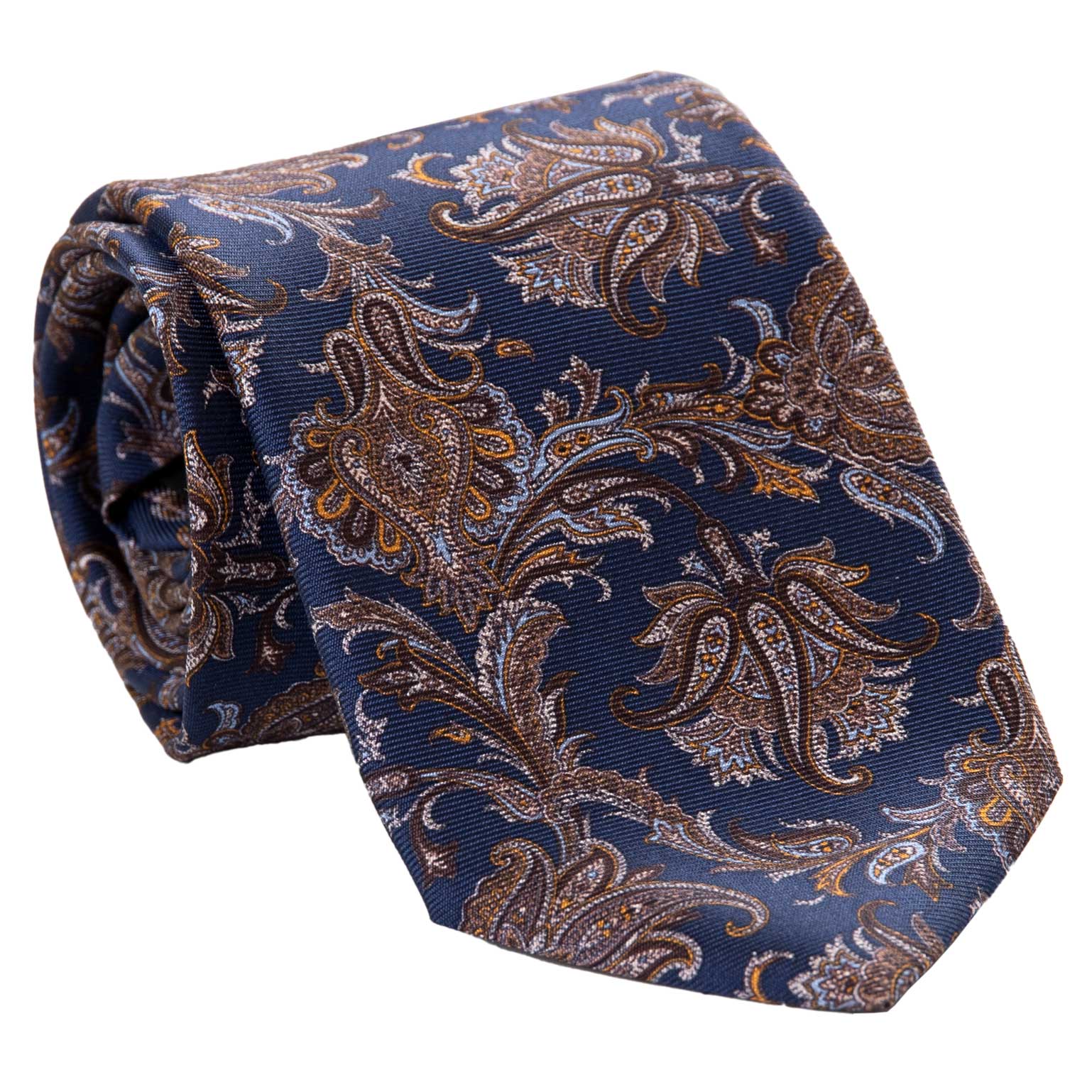 Elizabetta Blue Mogador Silk Tie - 100% Made in Como Italy