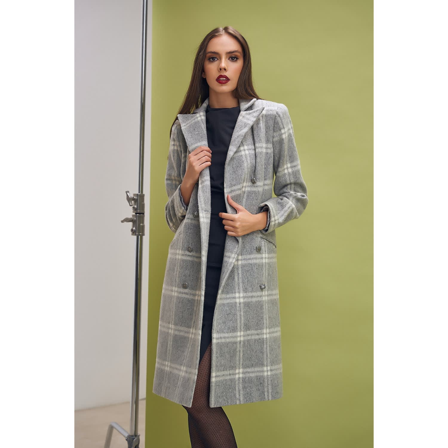 Check Wool Chester Coat by AVENUE No.29