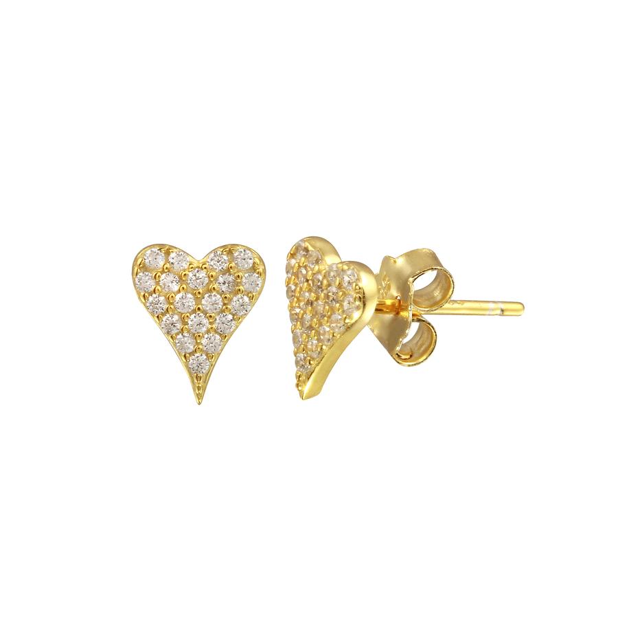 Women’s Gold / Silver Large Pave Heart Studs Shymi