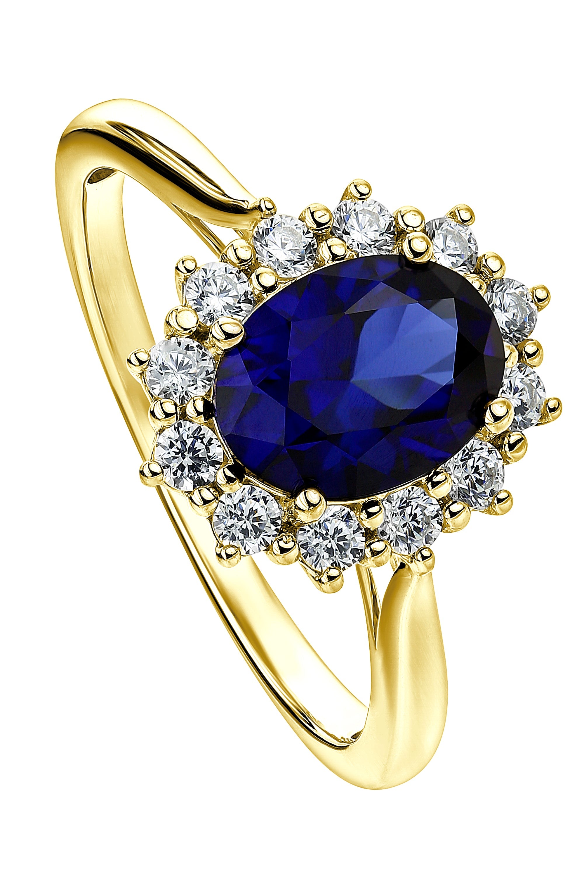 Women’s Gold / Blue Cate Yellow Gold Lab Grown Diamond & Created Sapphire Ring Created Brilliance