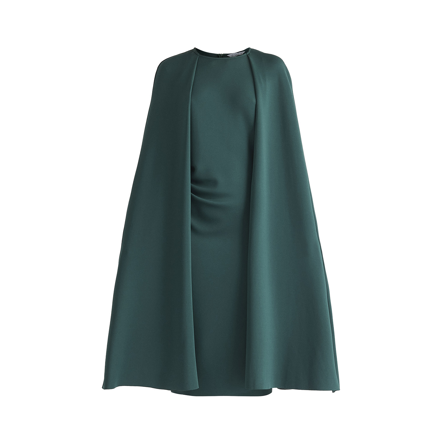 Women's Cape Sleeves Dress With Waist Details In Green | Medium | Paisie
