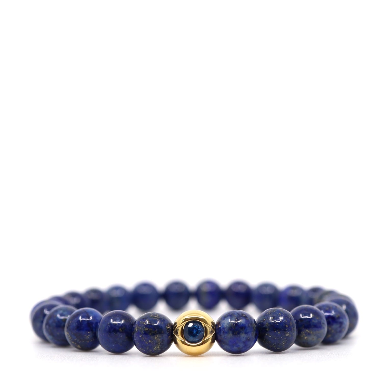 Shar Oke Men's Blue / Gold Lapis Lazuli & Stainless Steel Evil Eye Bracelet In Multi