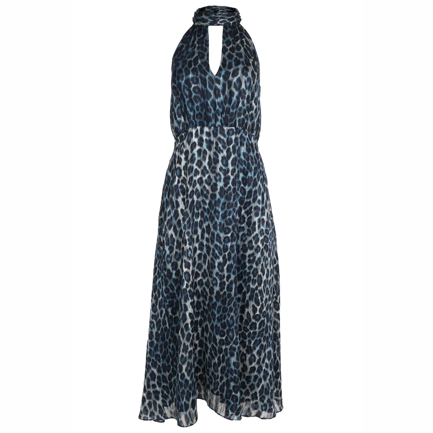 Traffic People Women's New York Dolls Blue Animal Print Halter Midi Dress