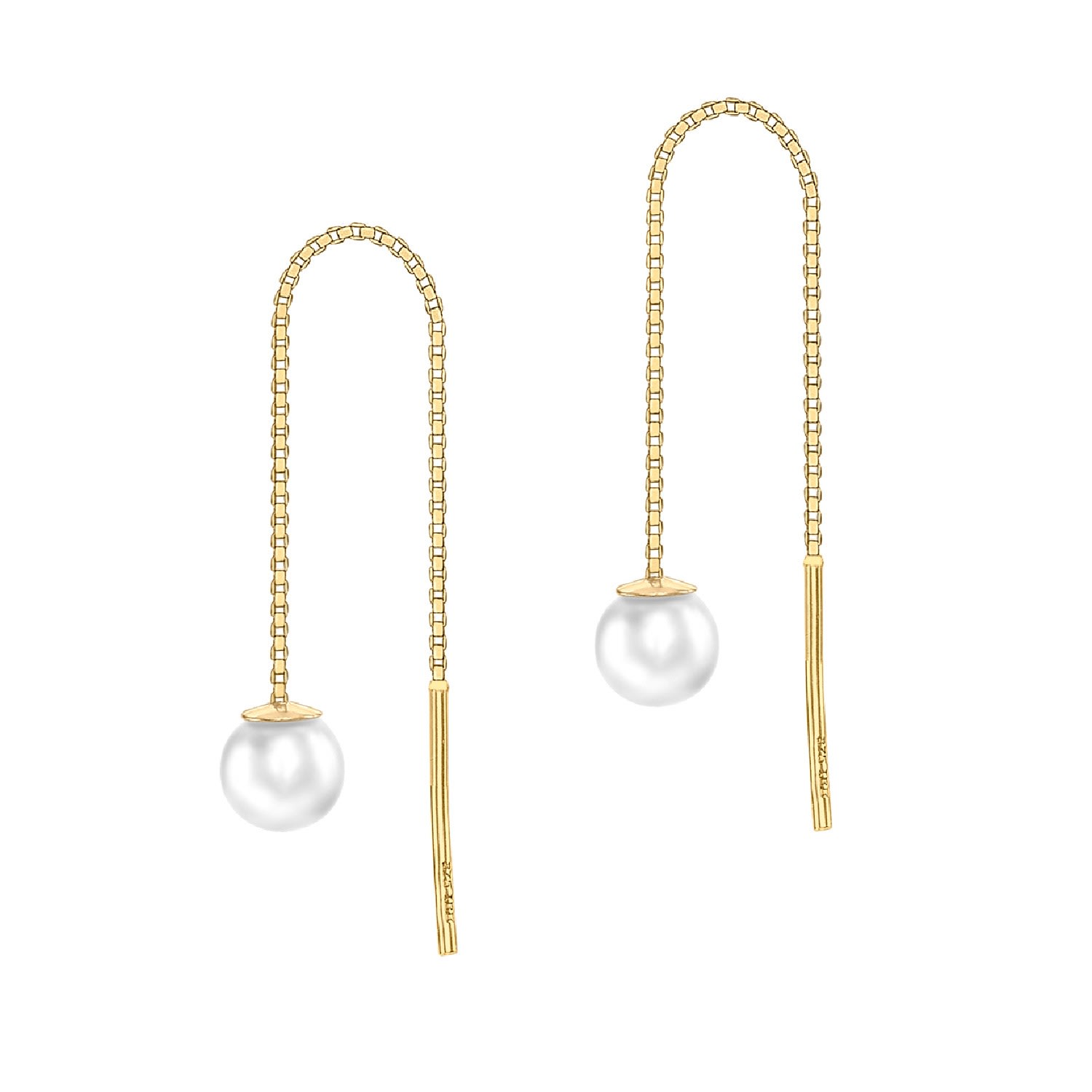 Posh Totty Designs Women's Gold Pearl Thread Through Earrings