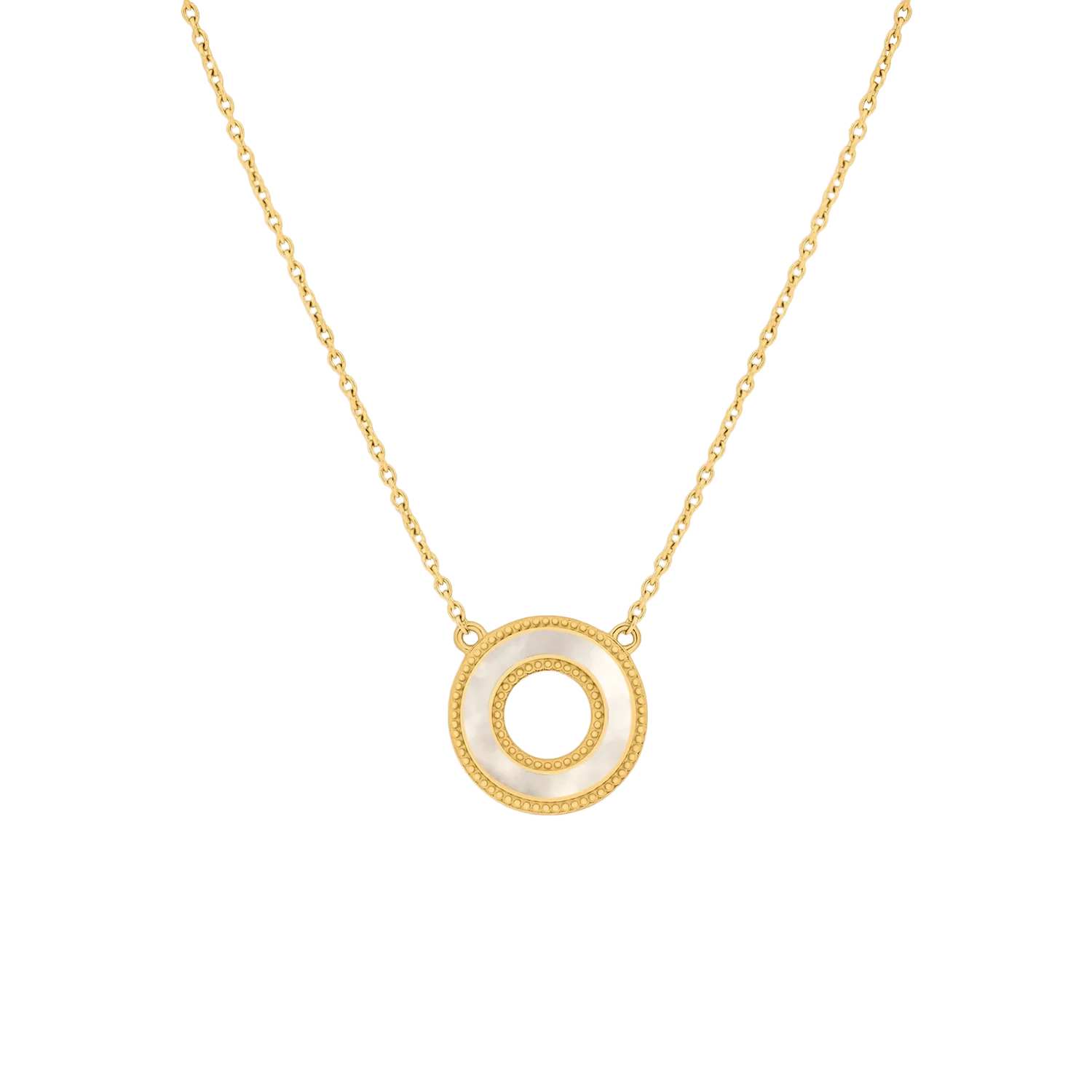 Karma And Luck Women's Gold / White Cherished Flow White Mother Of Pearl Karma Circle Gold Necklace In Gold