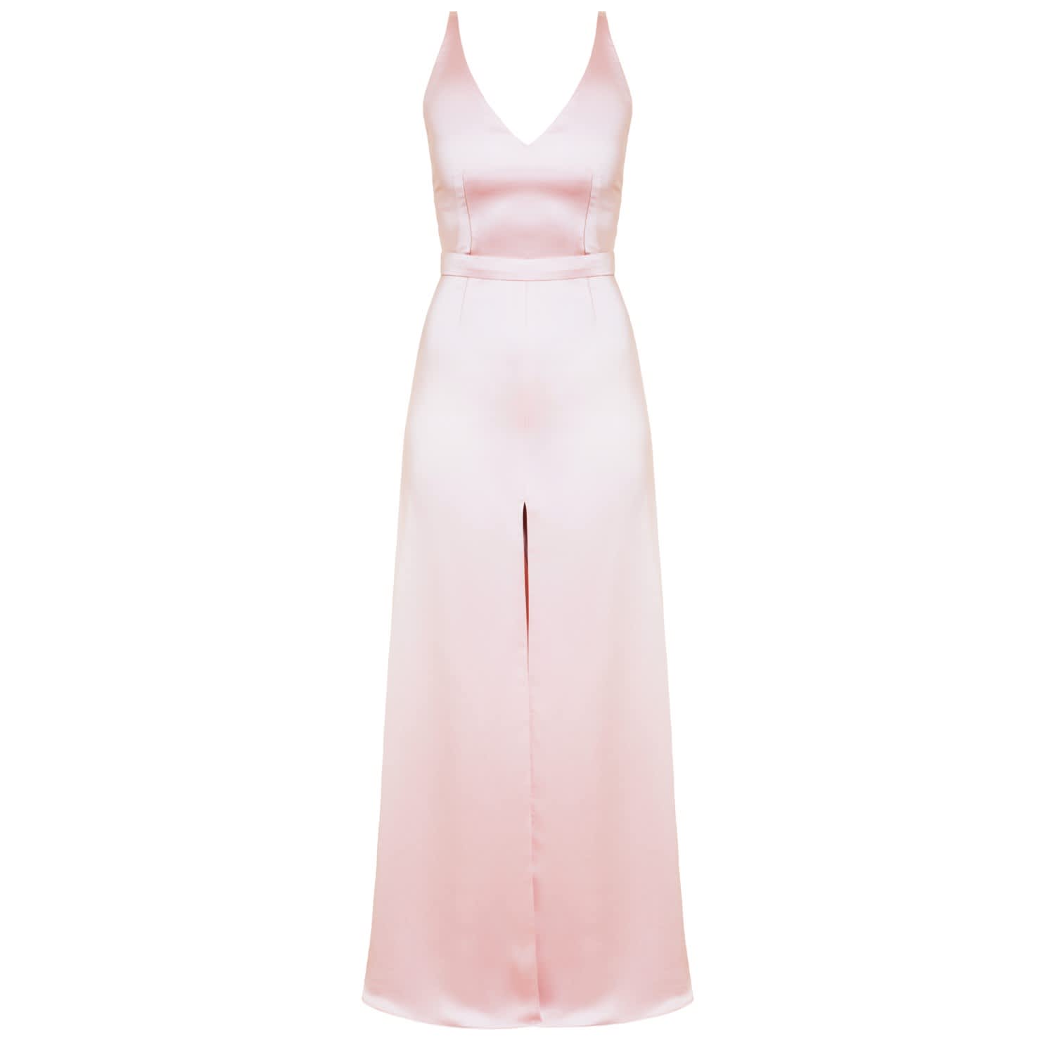 pink satin dress maxi