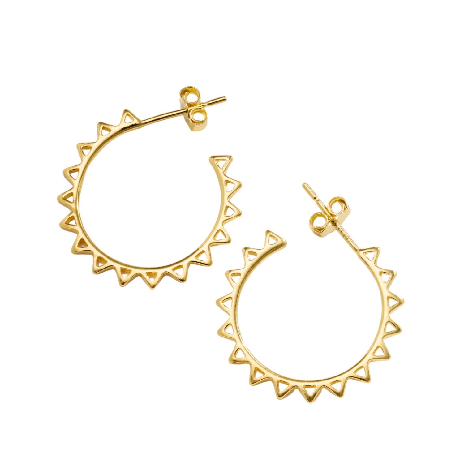 Posh Totty Designs Women's Yellow Gold Plated Sun Ray Open Hoop Earrings