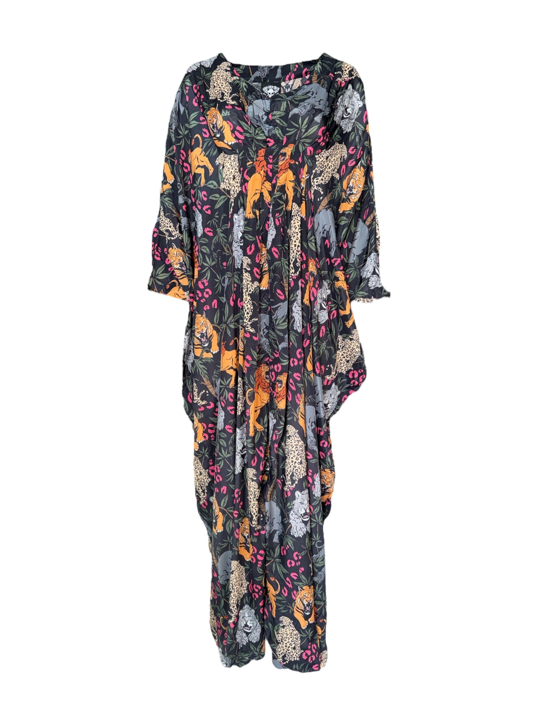 Any Old Iron Women's Green / Black Multicolor Big Cats Kaftan In Green/black